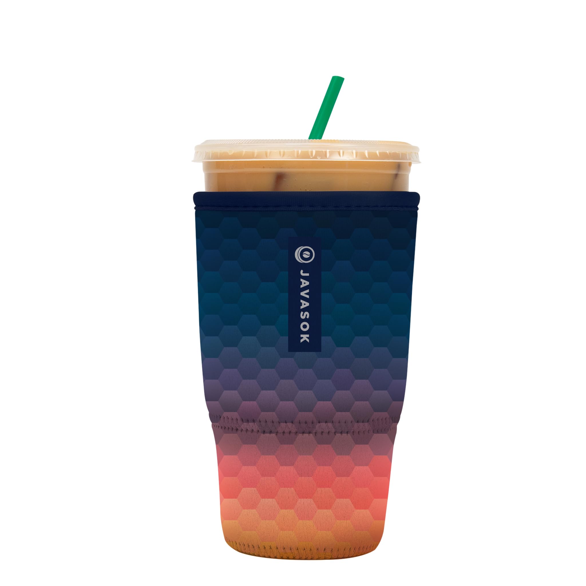 Sok It Java Sok Iced Coffee & Cold Soda Insulated Neoprene Cup Sleeve (Hexagon Sunset, Large: 30-32oz)