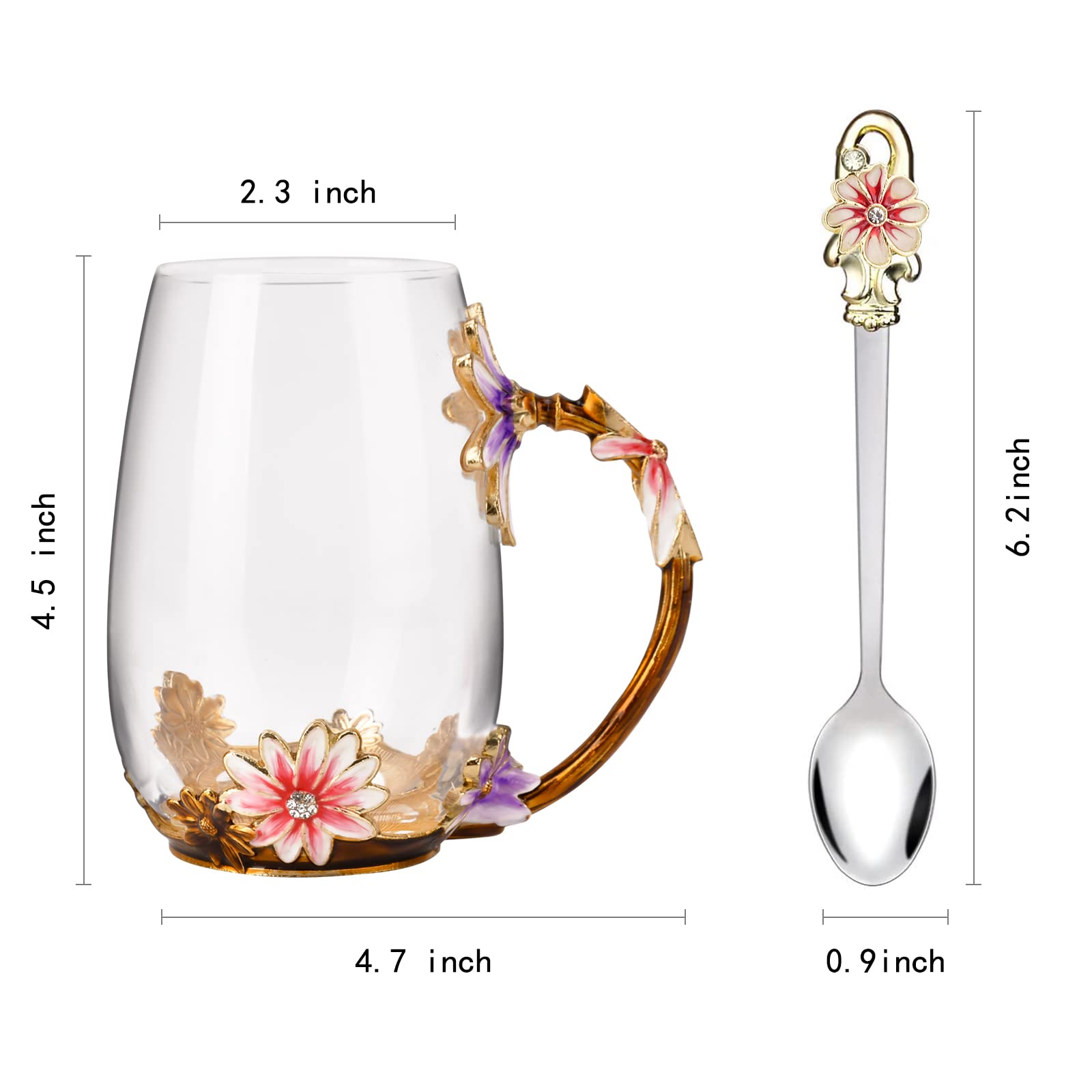 Oeago Purple Gifts For Women Mom Valentines Mothers Day Glass Coffee Enamels Mug Best Birthday Flower Gifts For Her From Daughte