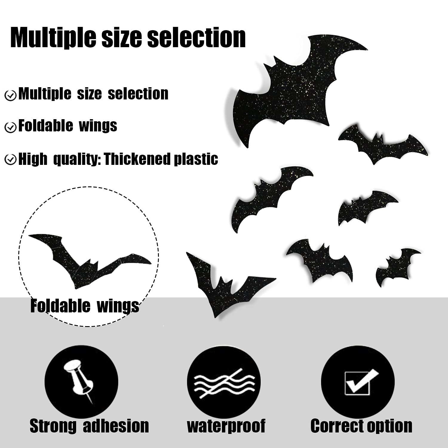 Lomimos 36Pcs Halloween Hanging Bat,Glittery 3D Black Decorative Bat Stickers Decor For Wall Window Party Home Decoration Suppli