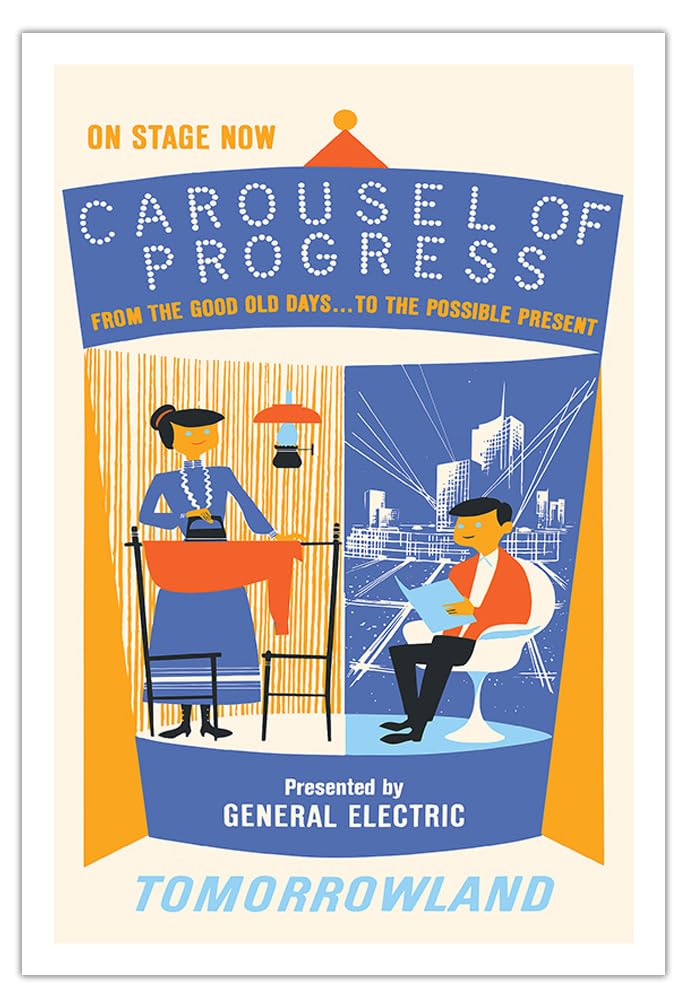 Disneyland - Tomorrowlands Carousel Of Progress - Vintage Advertising Poster C.1967 - Fine Art Matte Paper Print (Unframed) 30X4