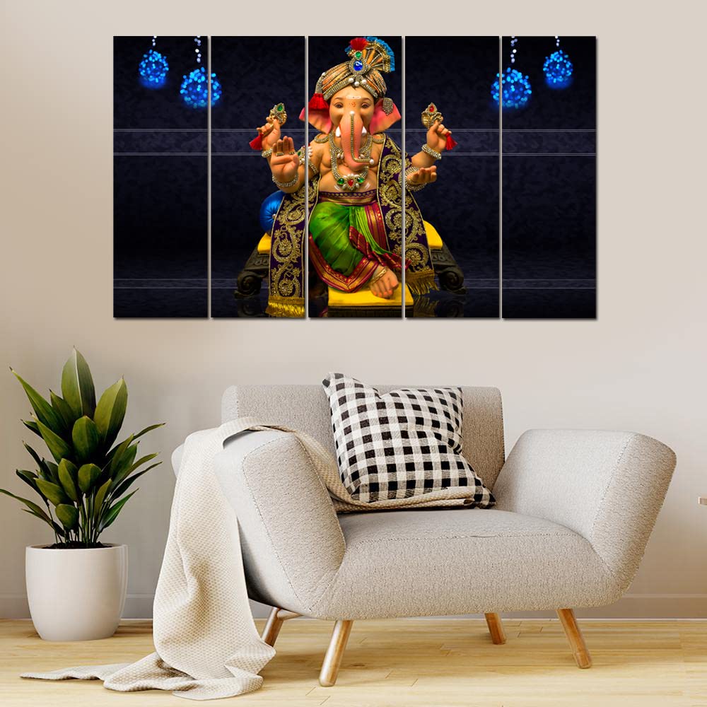 Maxstone Ganpati Decorative Photo Frame Wall Painting for Living Room, Bedroom, Home, Office, Drawing Room, Hotels Decor Wooden