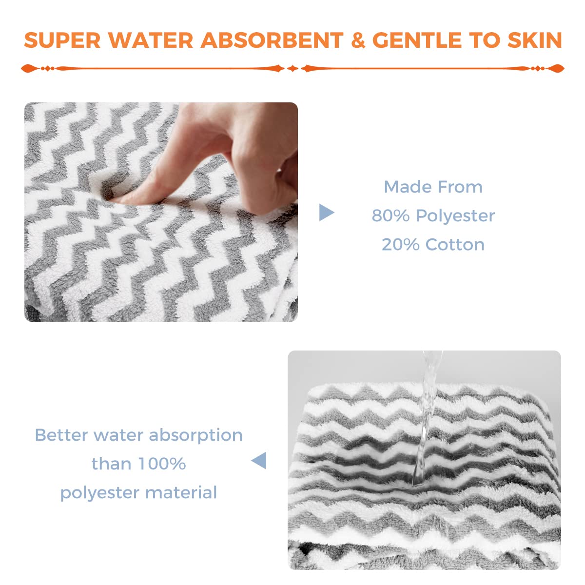 ELLEWIN Microfiber Hair Towel Wrap for Women 2 Pack,Adjustable Hair Drying Turban with Two Button,Anti Frizz,Super Absorbent Qui