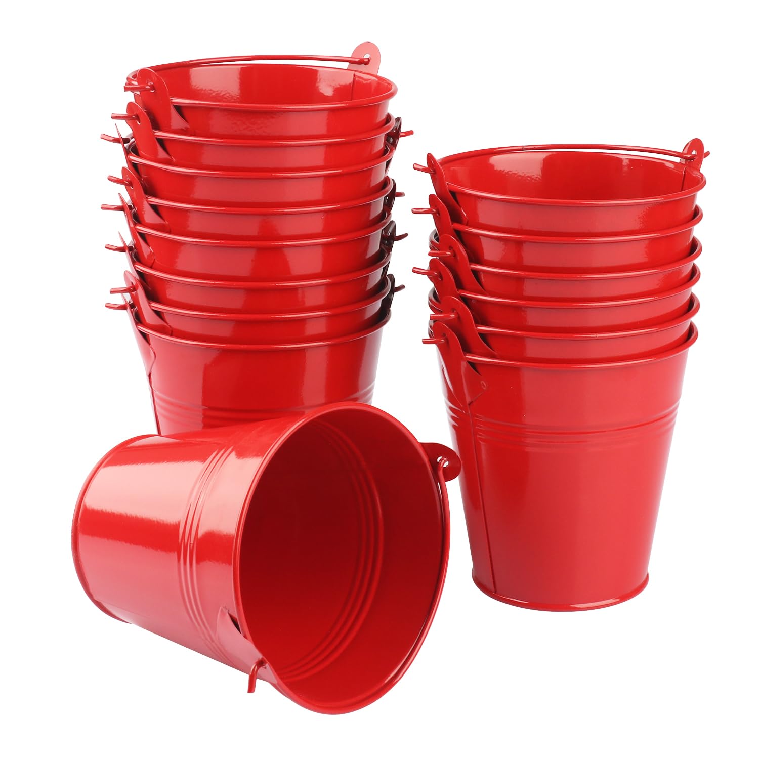 15 Pack 4 Inch Red Iron Pail, Metal Buckets With Handle, Easter Bucket,Pencil Holder And Flower Pots, Used To Carry, Store, Or E