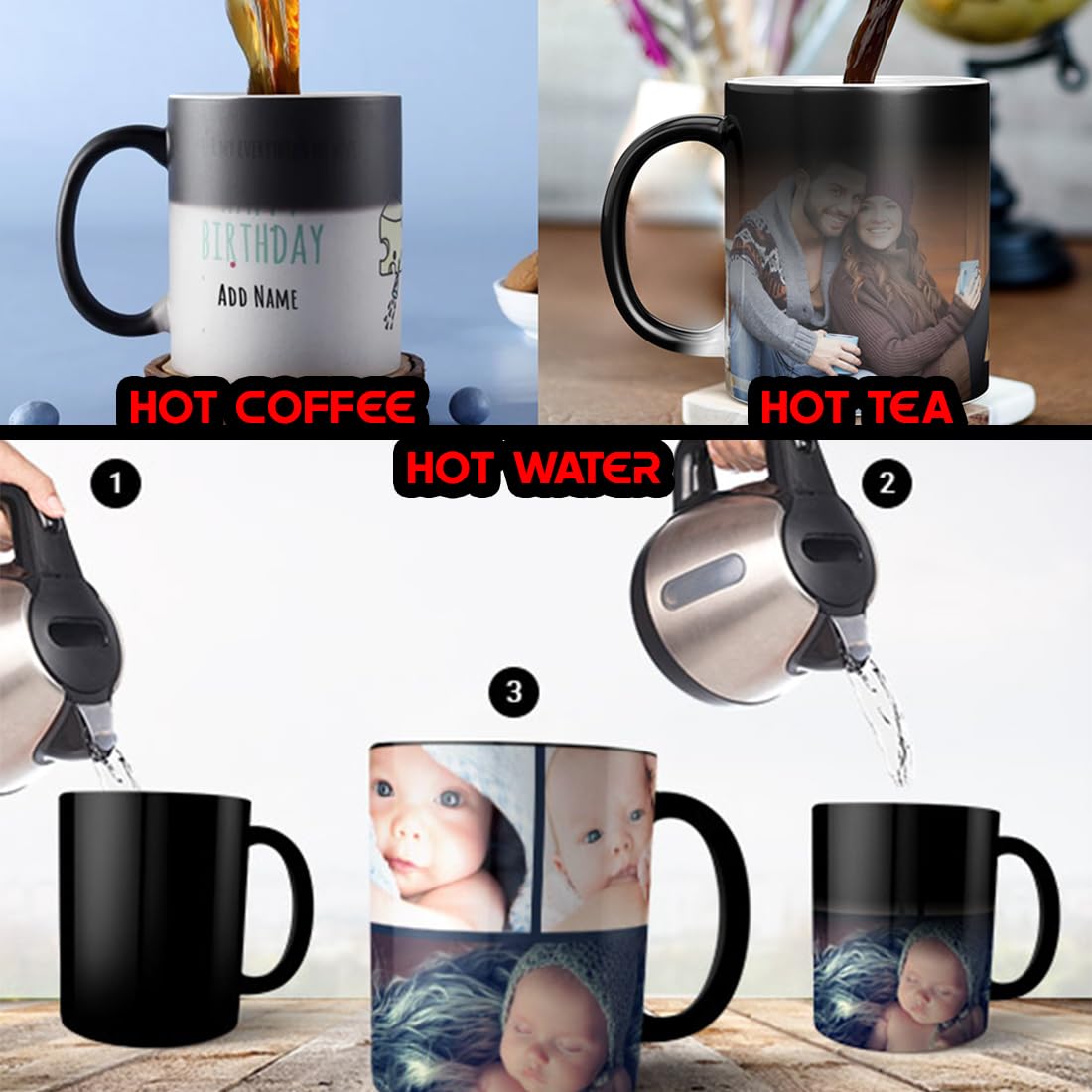 Cronkraft Personalized Magic Mug With Photo Custom Heat-Sensitive Color-Changing Coffee Cup Unique Gift For Birthday, Anniversar