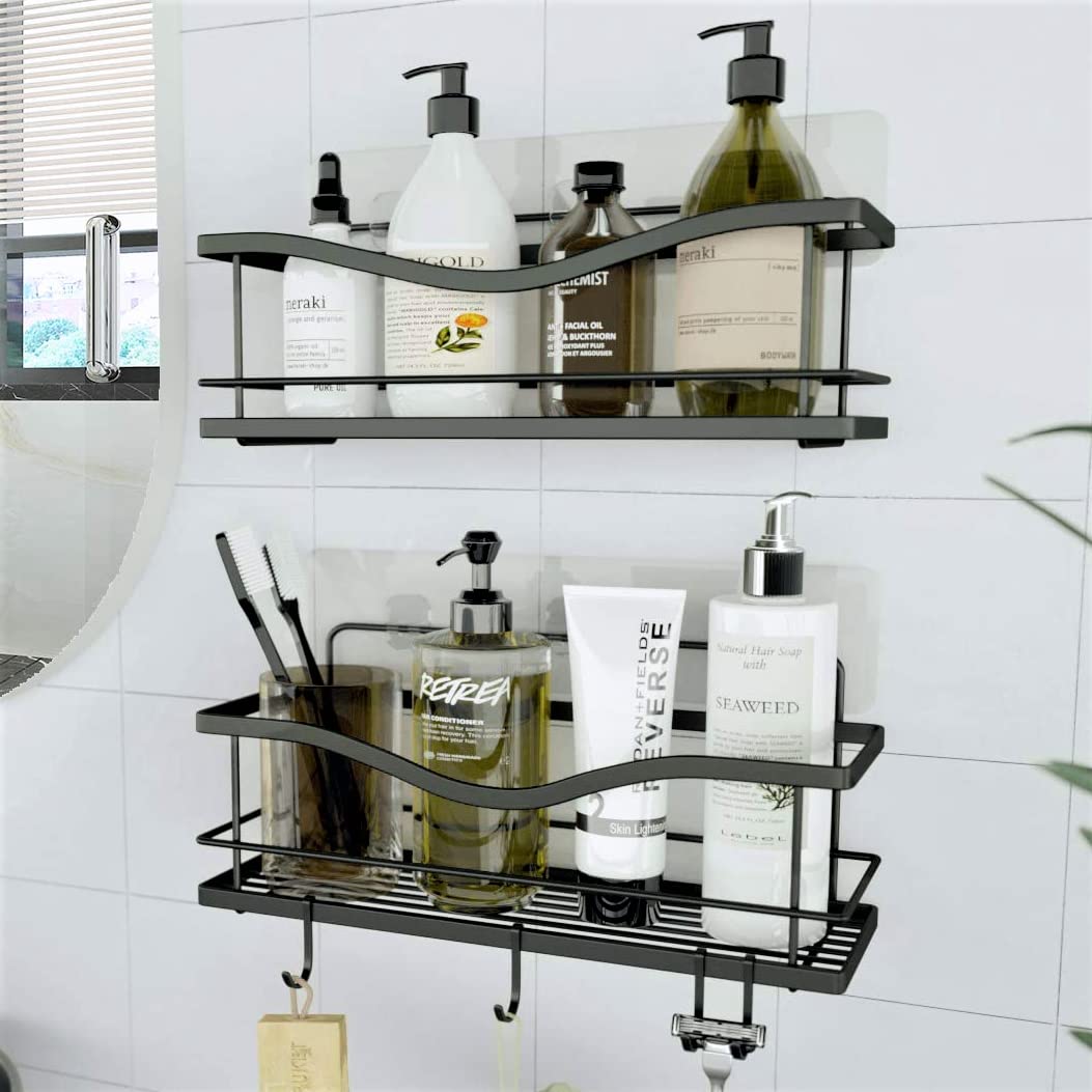 Kincmax Premium Shower Caddy, Self Adhesive Shower Organizer W/ 4 Hooks, No Drill Shower Shelves For Inside Shower, Rustproof St
