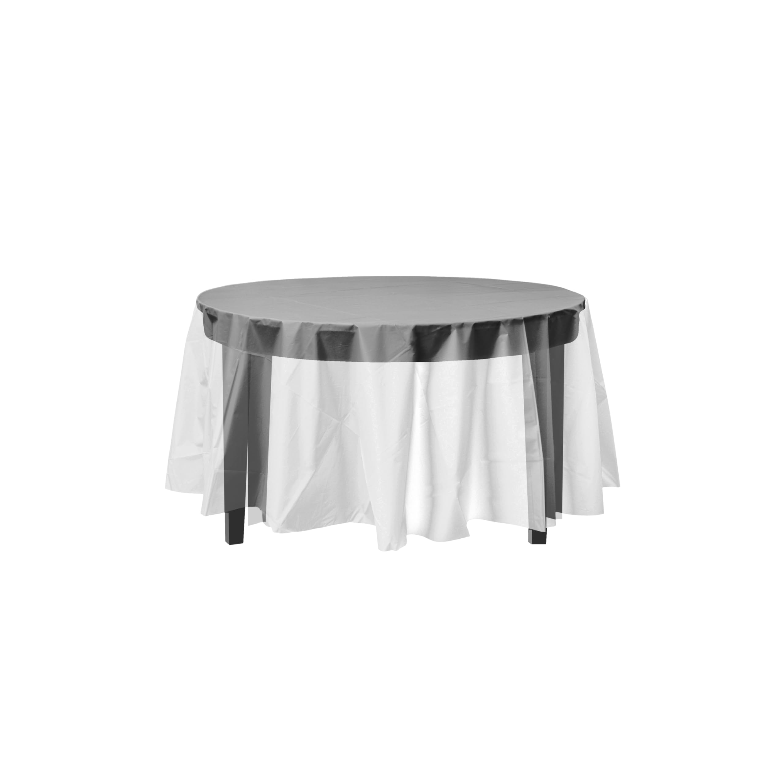 Exquisite 12-Pack Premium Plastic Tablecloth 84In. Round Table Cover - Clear