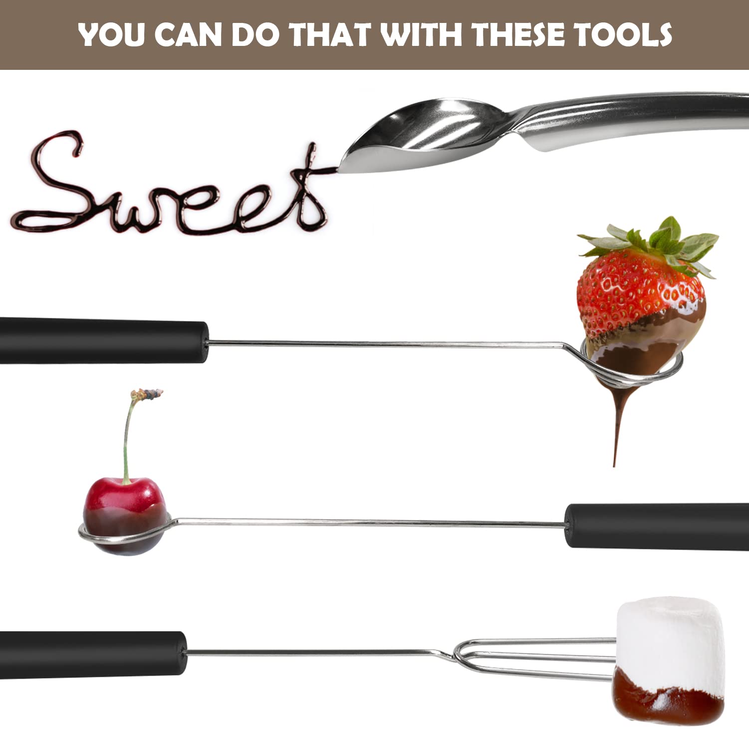 Artcome Double Boiler Melting Pot Set - 600Ml/0.6Qt Chocolate Melting Pot, 1600Ml/1.7Qt Stainless Steel Pot, Decorating Spoons,
