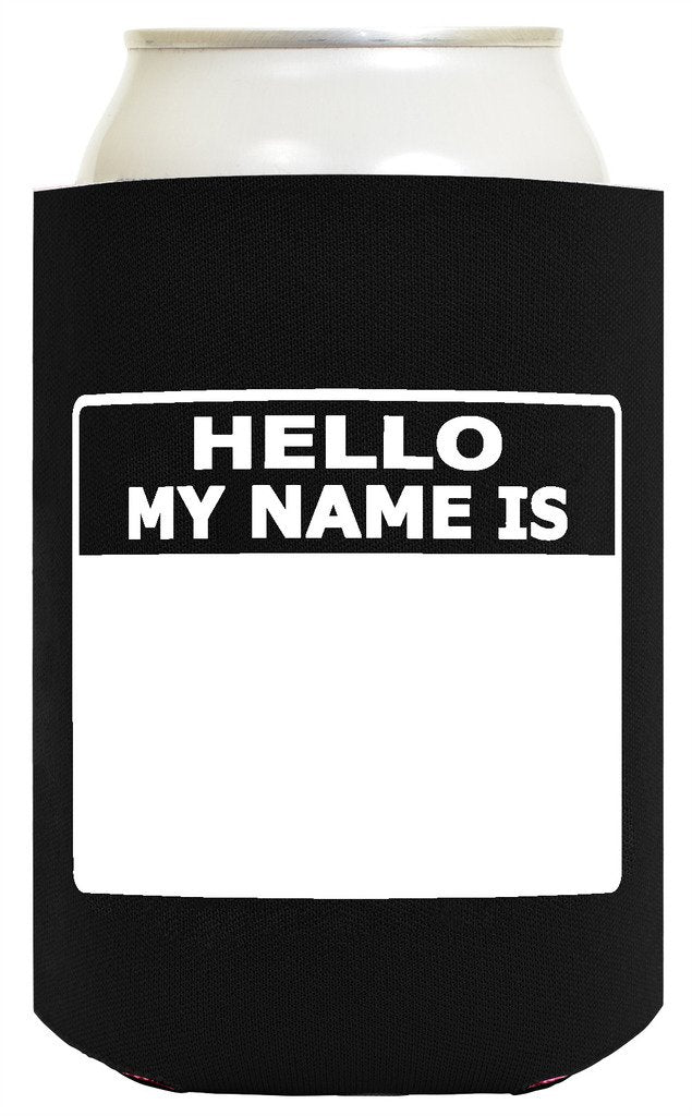 Funny Can Coozie Hello My Name Is Name Badge Set 12-Pack Can Coolers Coolies With Marker