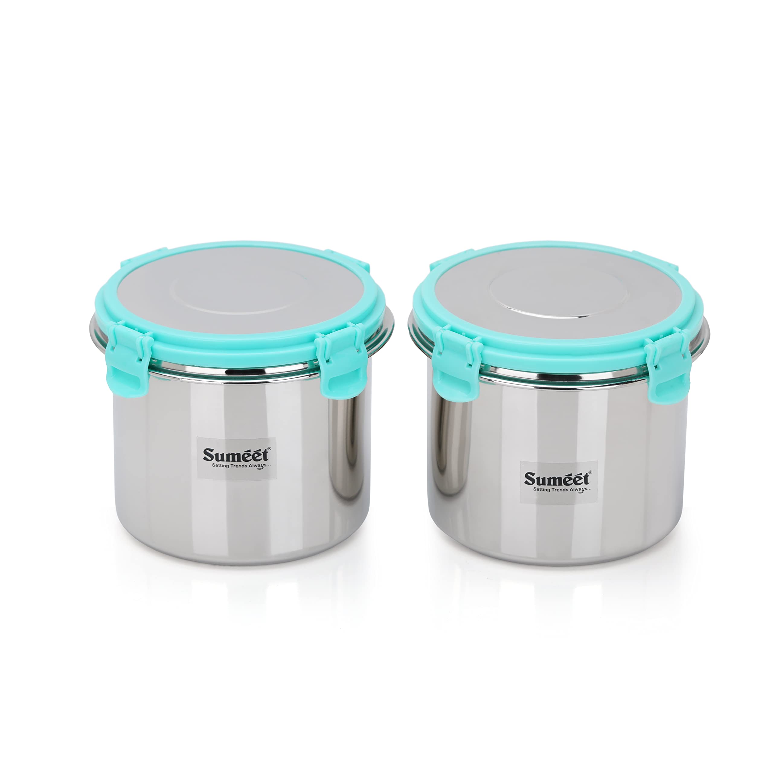 Sumeet Airtight & Leak Proof Steelexo Stainless Steel Storage Container with Lid Pack of 2Pc (1100ML &1300ML) - Silver