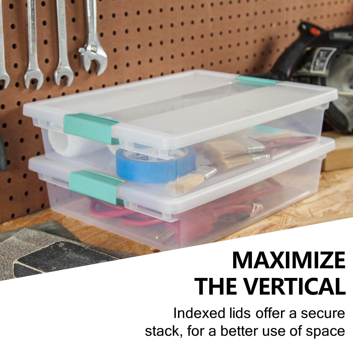 Tribello Plastic Storage Containers With Lids For Organizing - (Large - 14 X 11.5 X 3)