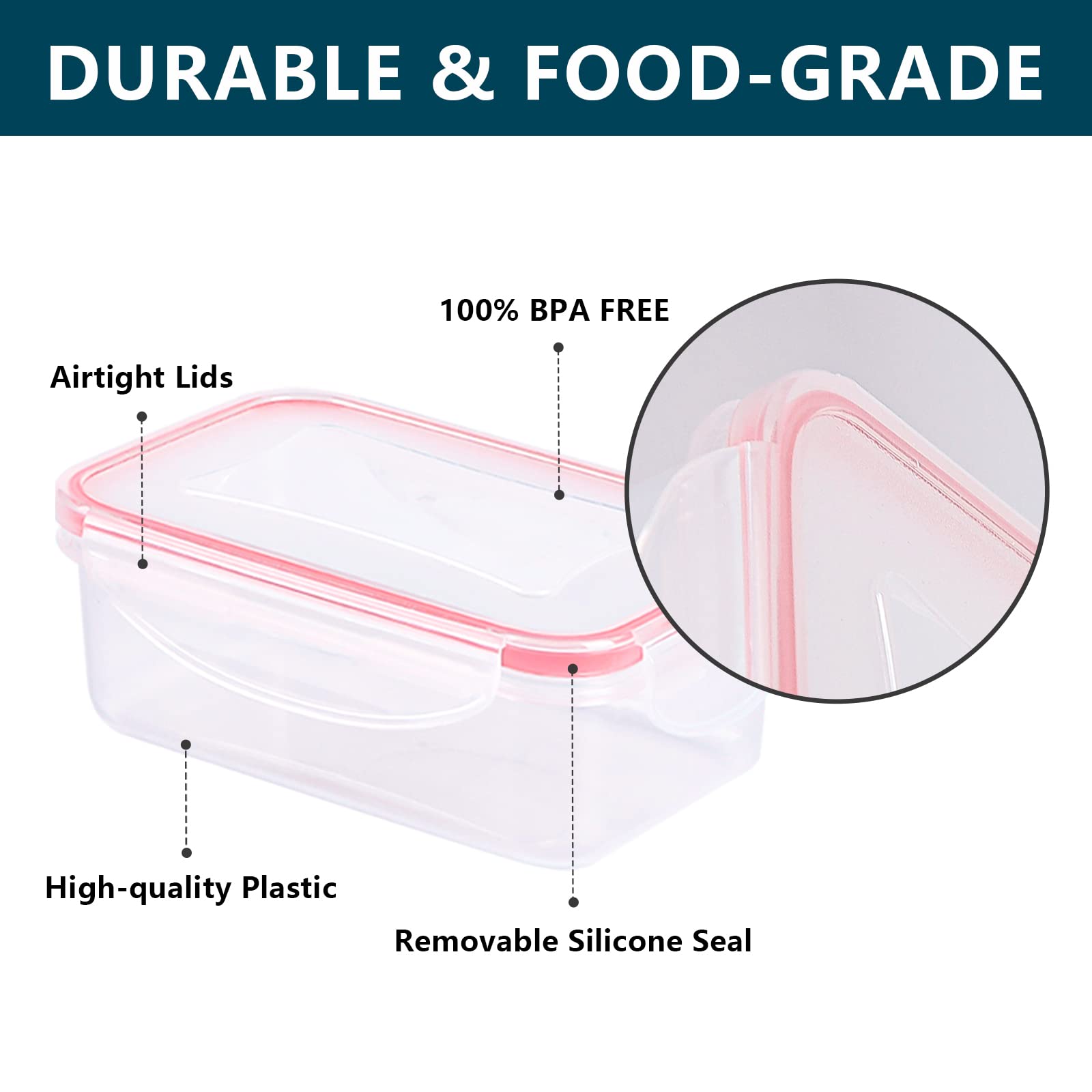 Dido 28 Pcs Food Storage Containers With Airtight Lids, Hinged Bpa Free Kitchen Plastic Containers, Freezer & Microwave & Dishwa