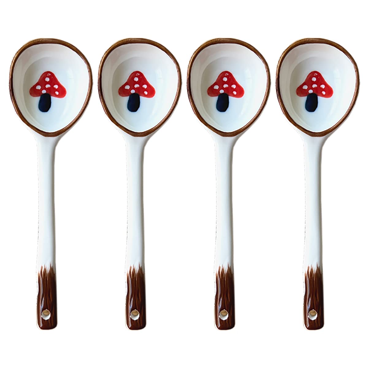 Bicuzat Vintage Ramen Soup Spoons, Ceramic Asian Soup Spoons Tablespoon, Rice Noodles Dinner Serving Spoon, Dessert Spoon, Ladle