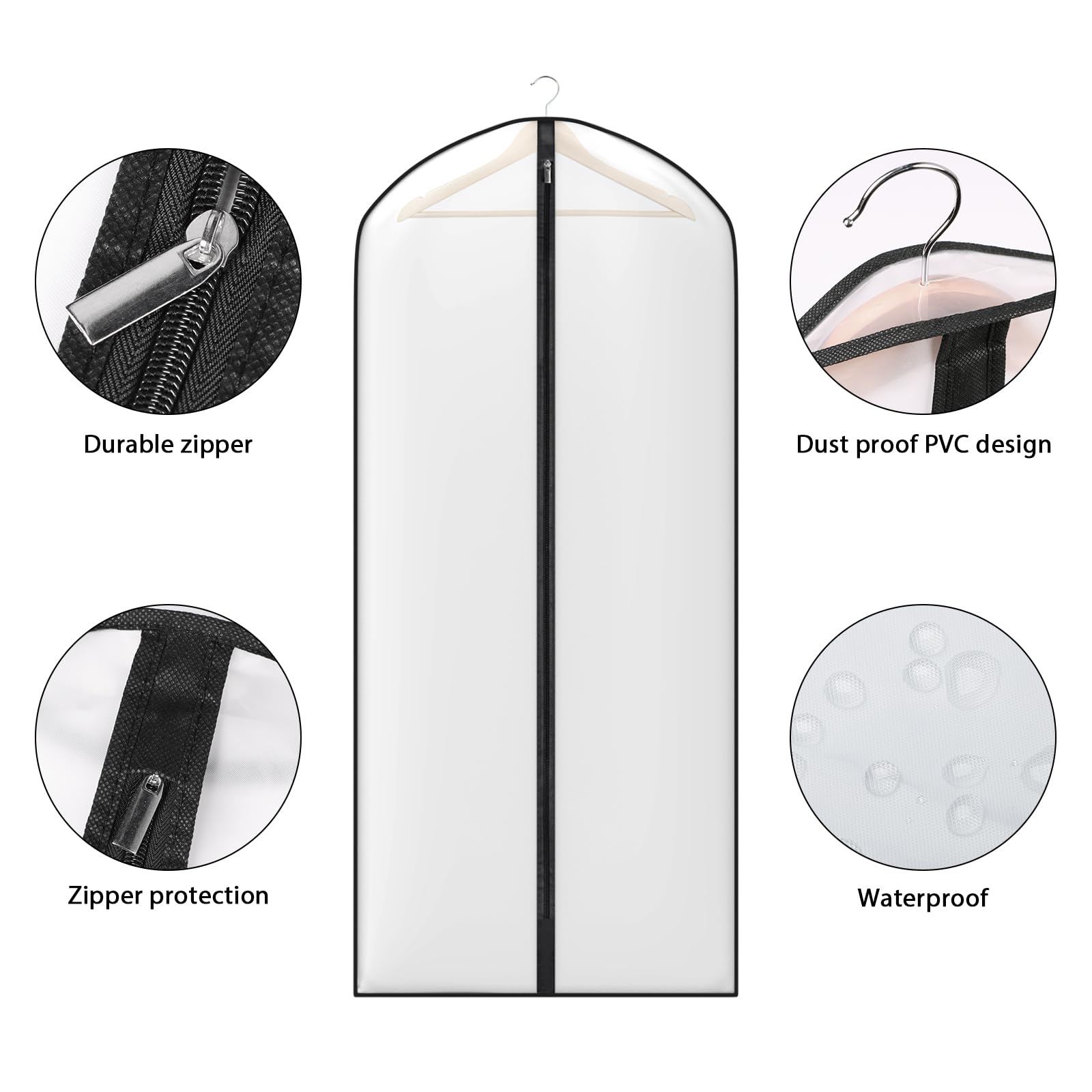 Zilink Clear Coat Bags For Storage 54'' Hanging Garment Bag For Closet Clothing Cover For Storage With Full Zipper Set Of 10