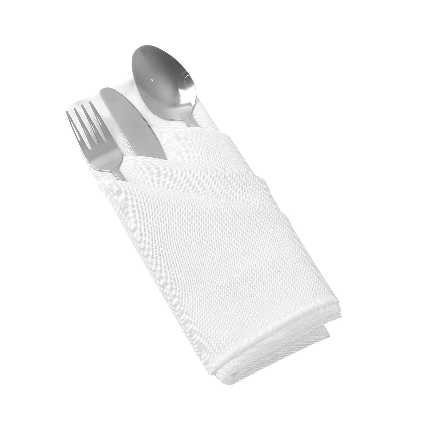 25Pcs Polyester Cloth Napkins - 20 X 20 Inch White Dinner Washable Napkins With Hemmed Edges For Restaurant/Wedding/Hotel(25,Whi