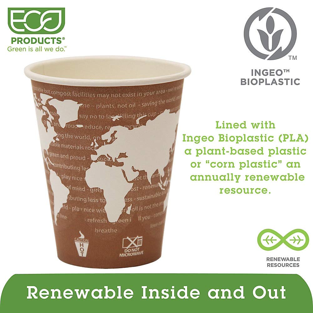 Ecpepbhc8Wa - Eco-Products,Inc. World Art Renewable Resource Compostable Hot Drink Cups, 8 Oz, Plum