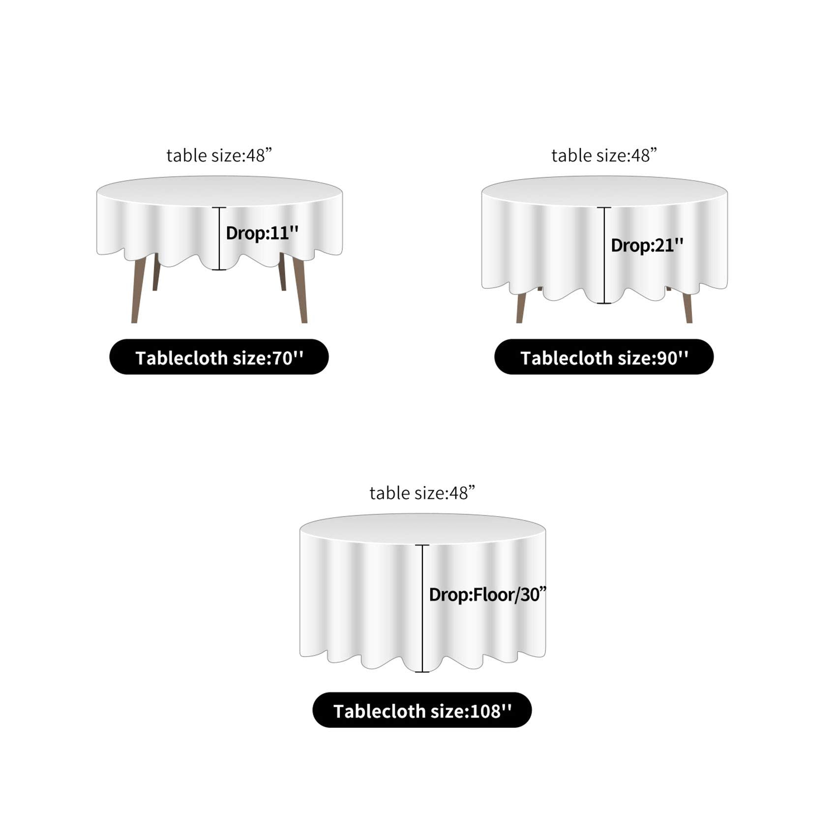 Ascoza 2Pack 70 Inch White Round Tablecloth In Polyester Fabric For Wedding/Banquet/Restaurant/Parties