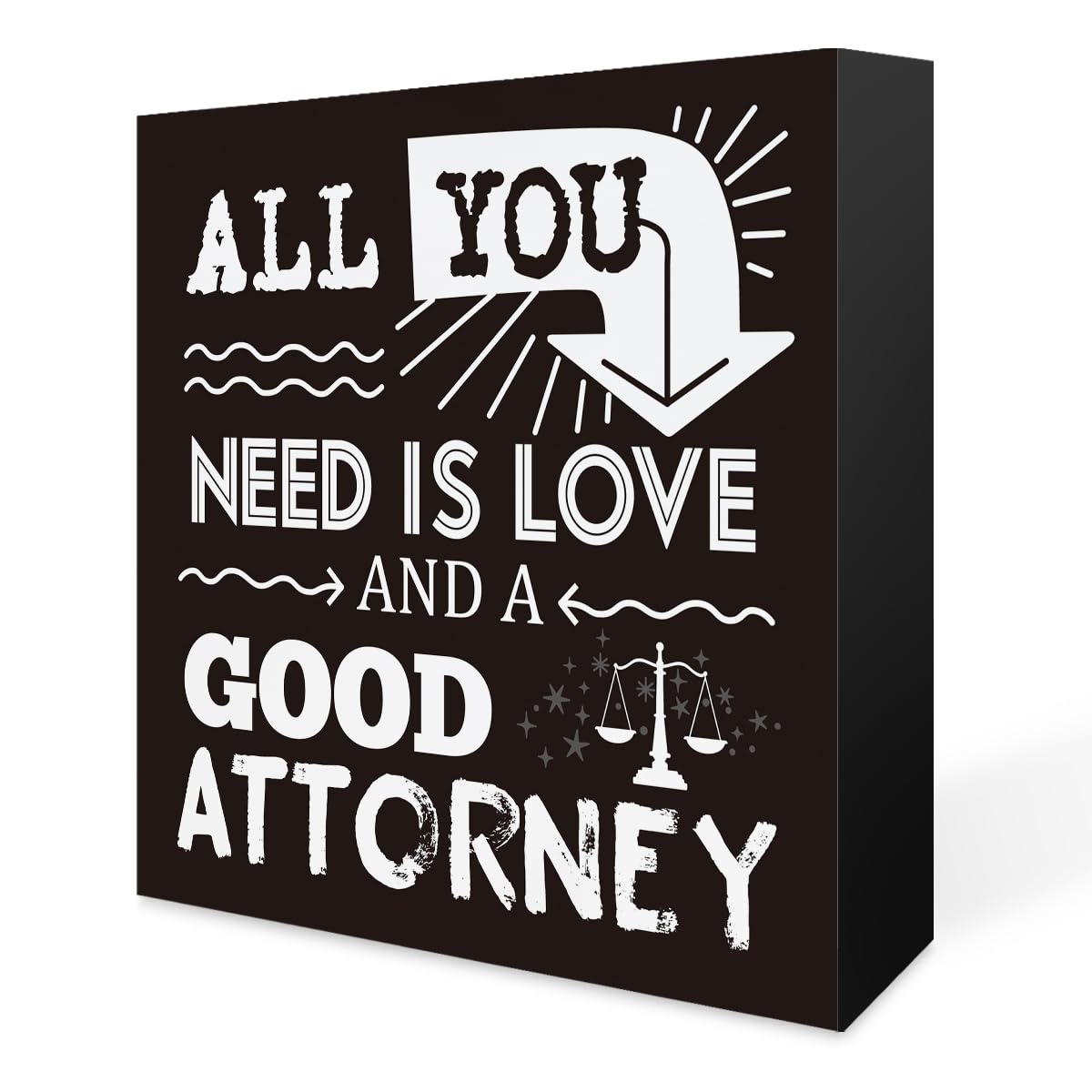 Summerjokes Funny Lawyer Gifts for Men Women, All You Need is Love and a Good Attorney Wooden Box Sign Home Office Desk Decor fo