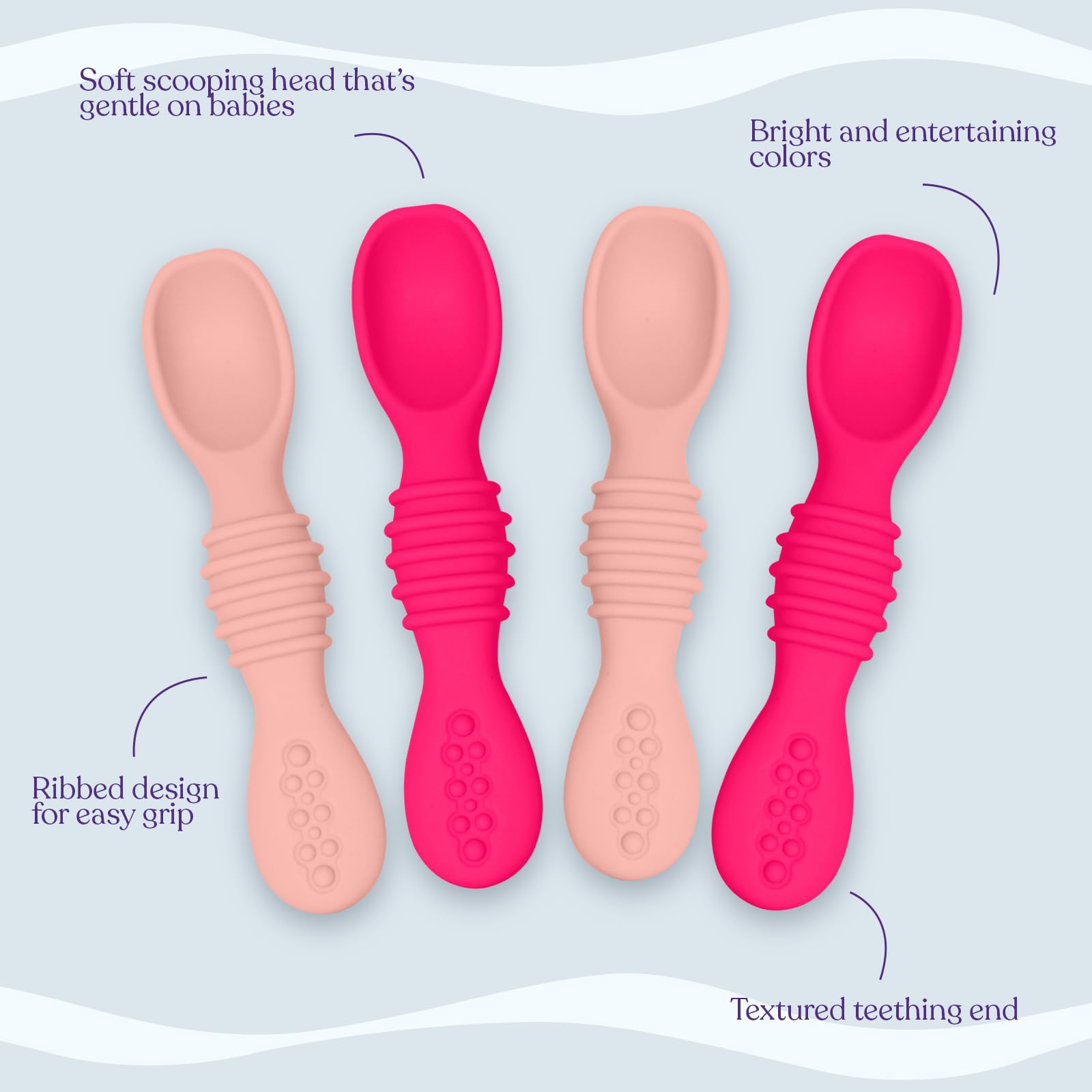 Silicone Baby Spoon, Baby Led Weaning, First Stage Baby Spoons, Baby Feeding Spoon Set Gum Friendly Bpa Lead Phthalate & Plastic