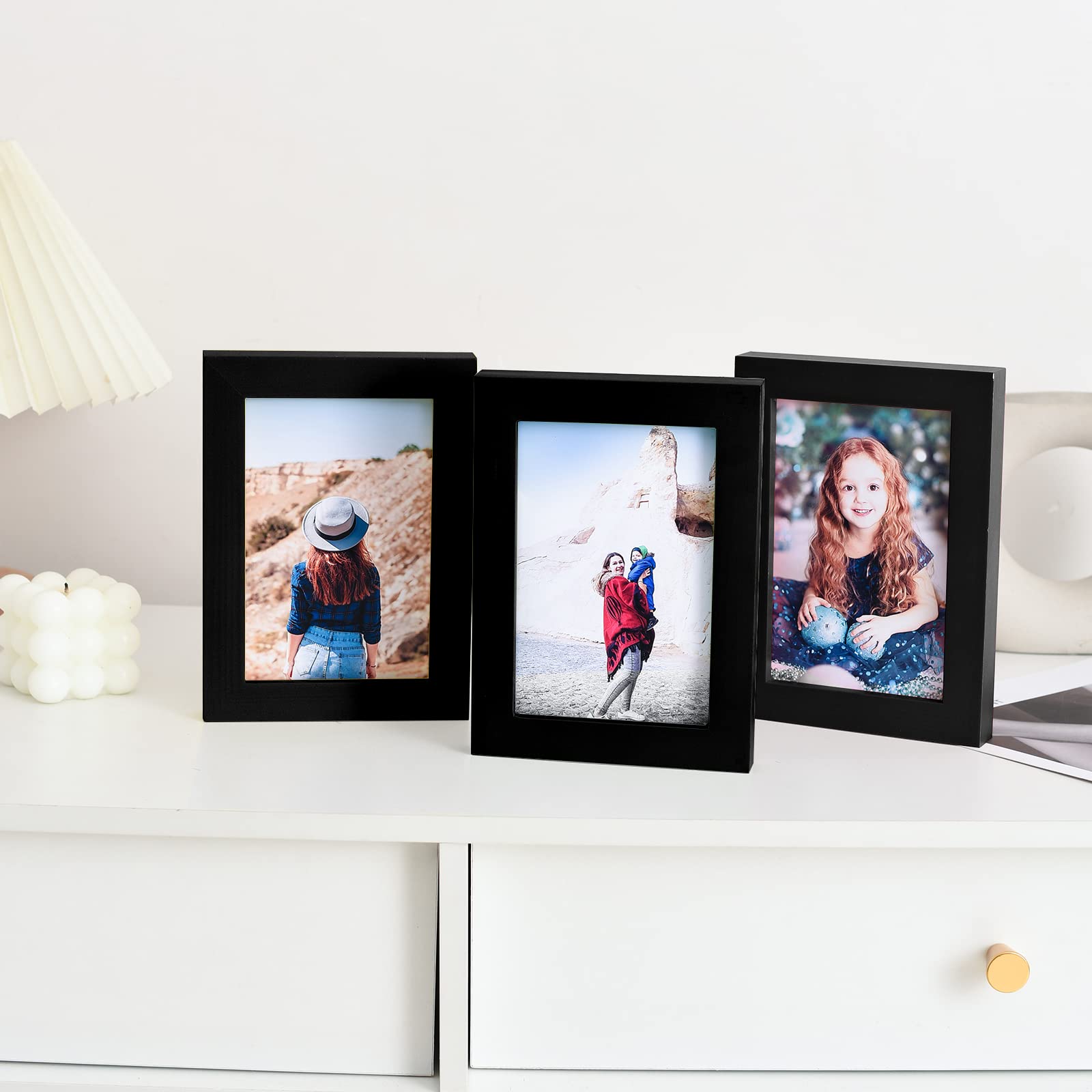 wyooxoo 5x7 Picture Frames Set of 4 Made Of Solid Wood Black Photo Frames Colorful Frame with HD Plexiglass, Wall or Tabletop Di