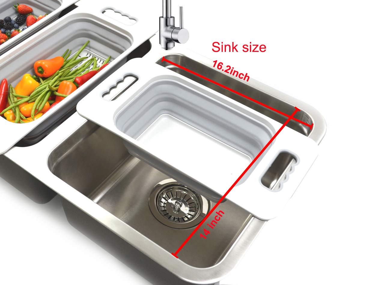 Sammart Over The Sink Rectangular Colander (Grey)