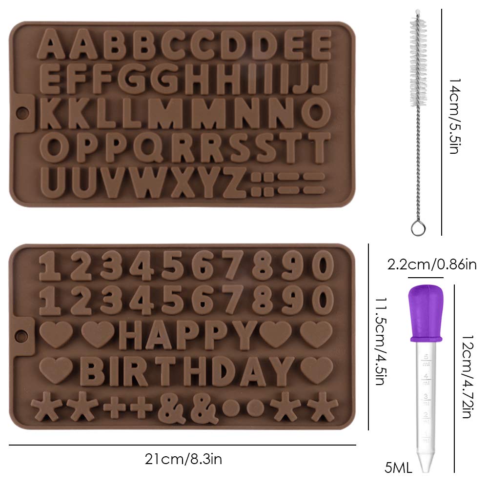2 Pcs Silicone Letter Mold And Number Molds For Chocolate Candy,Maxin Happy Birthday Cake Decorations Symbols Mold