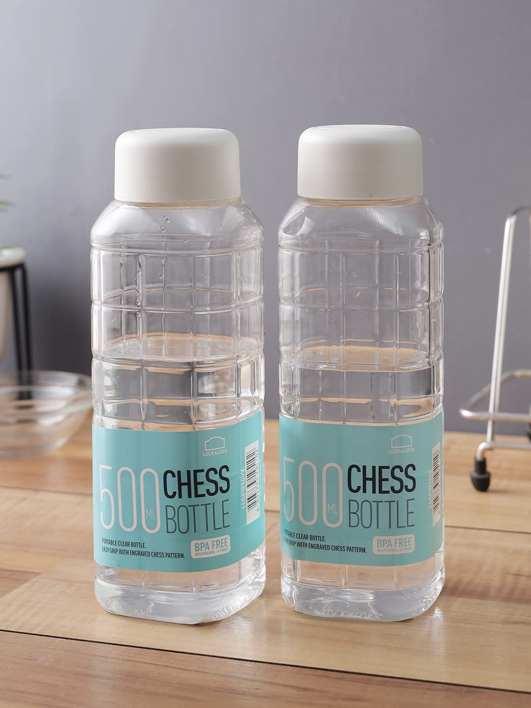 Lock & Lock Chess Water Bottle - 500Ml_White (Pack Of 2)