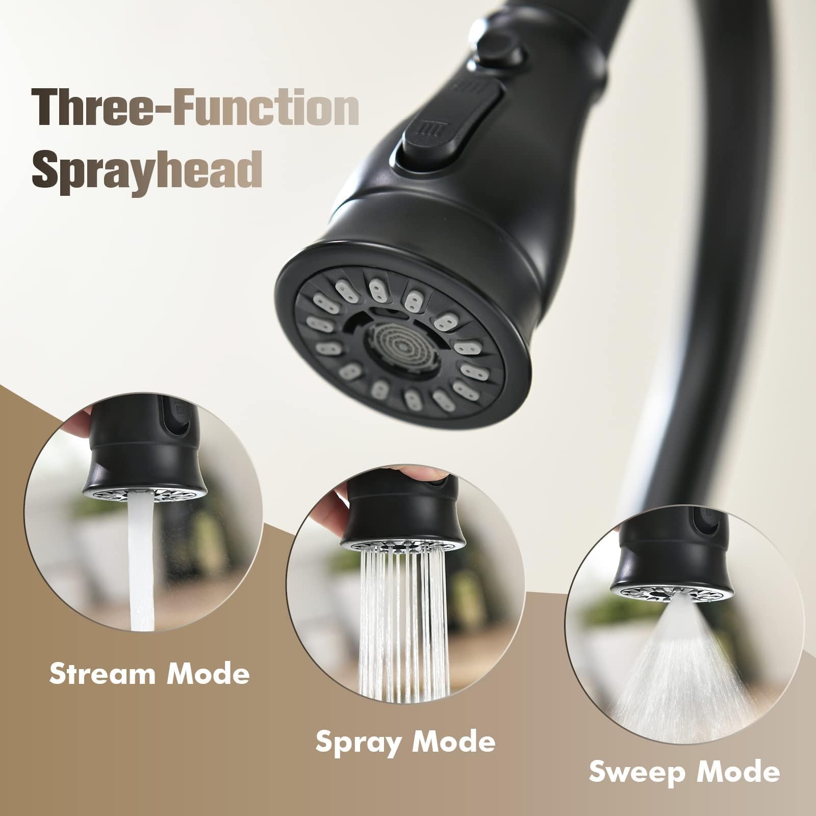 3 Hole Kitchen Faucet, Appaso Kitchen Faucet 3 Hole With Pull Down Sprayer, 3 Pieces Kitchen Faucet With Soap Dispenser And Side