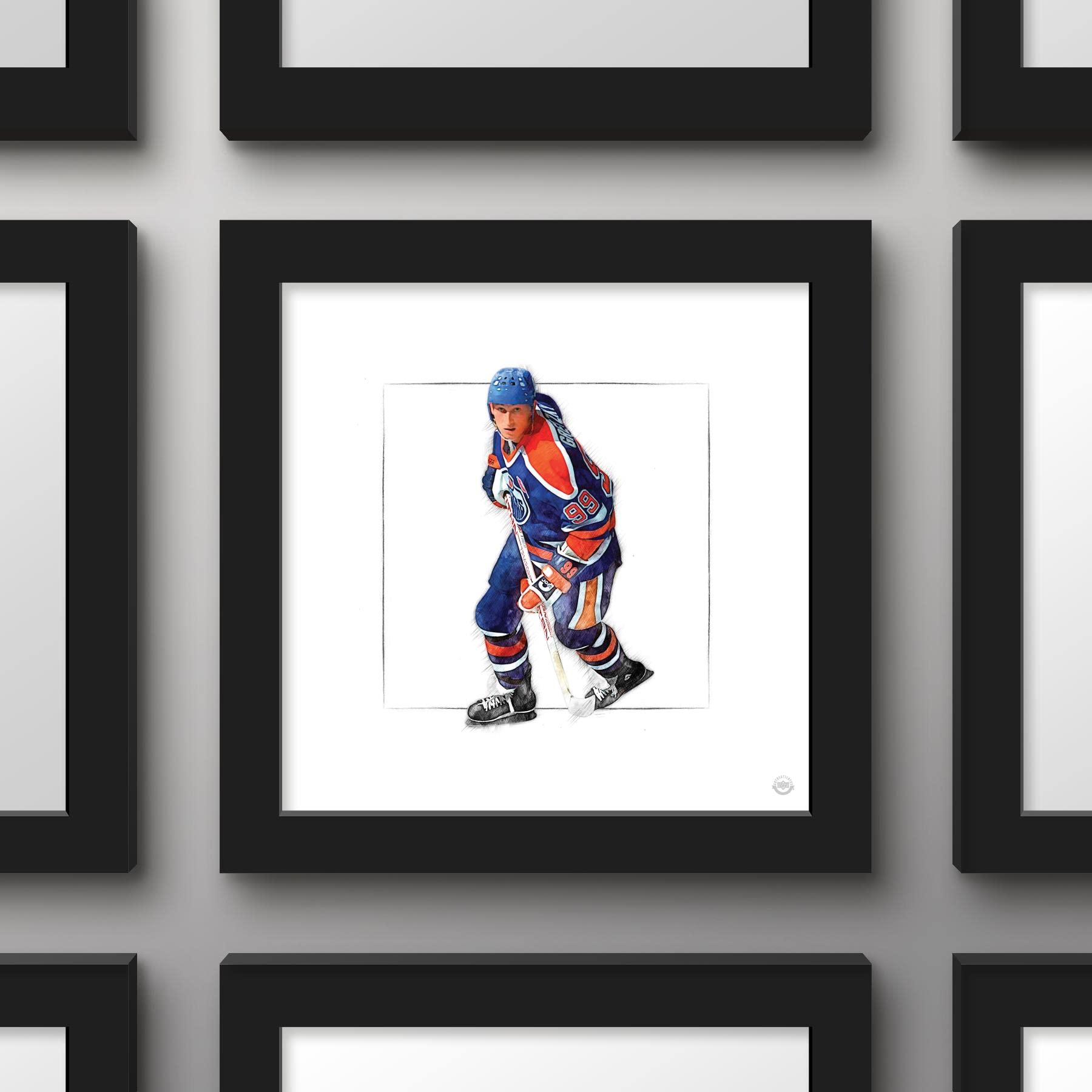Trends International Gallery Pops Wayne Gretzky - Art Sketch Oilers Skating Wall Art Wall Poster, 12'' X 12'', Black Frame Versi