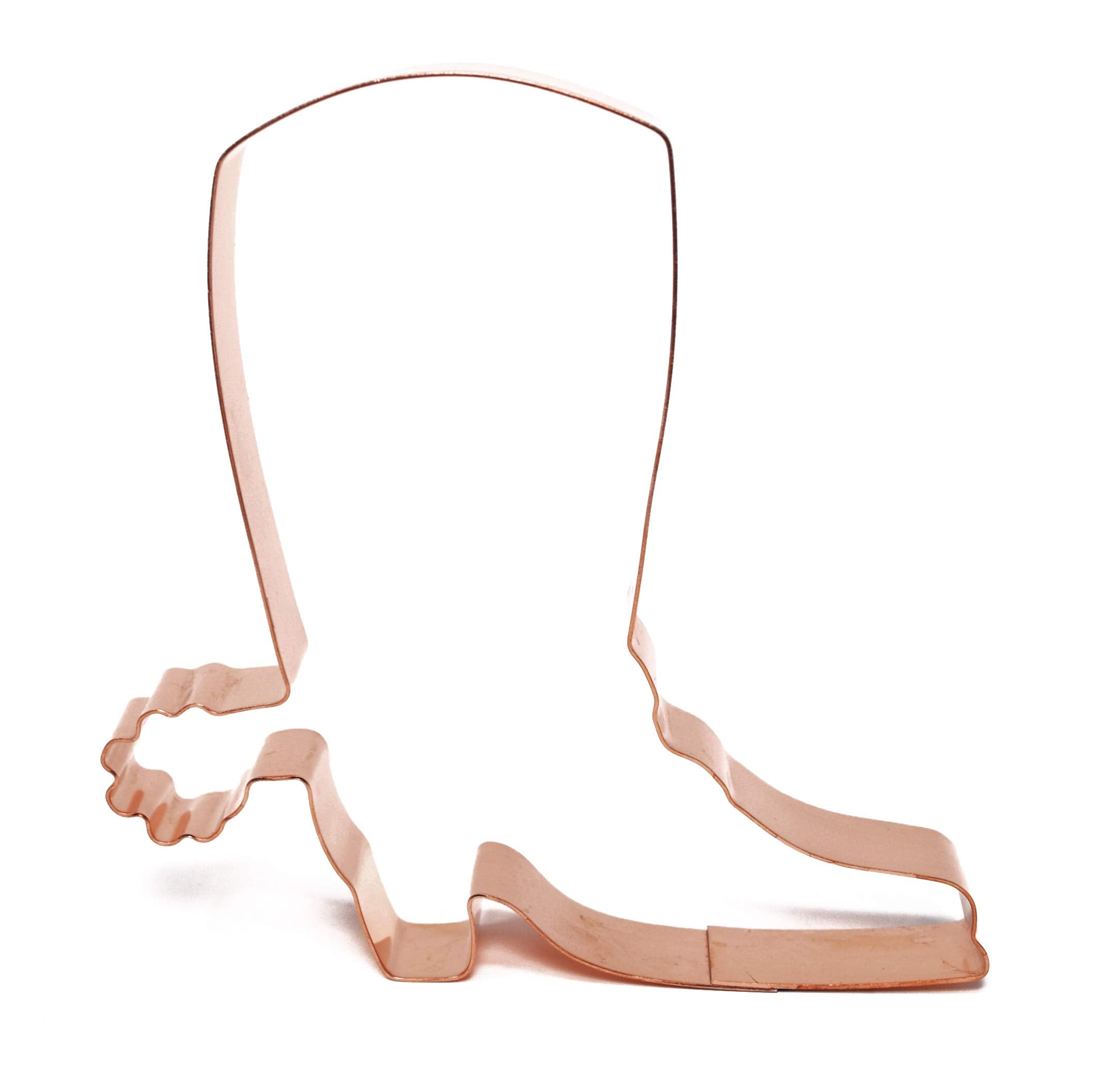 Cowboy Boot With Spur Cookie Cutter 4.8 X 4.5 Inches - Handcrafted Copper Cookie Cutter By The Fussy Pup