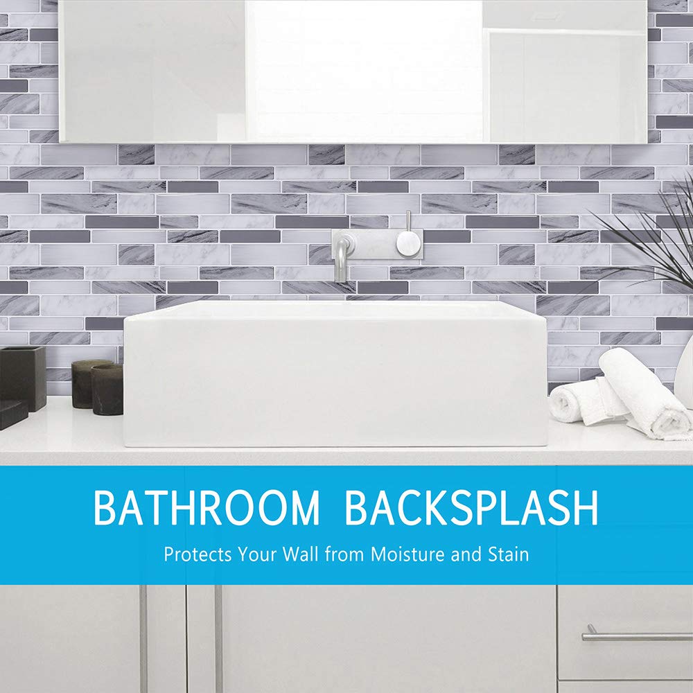 Vamos Tile 10-Sheet Peel And Stick Tile Backsplash,12 ''X12 '' Premium Kitchen Backsplash Peel And Stick Tile (Grey)