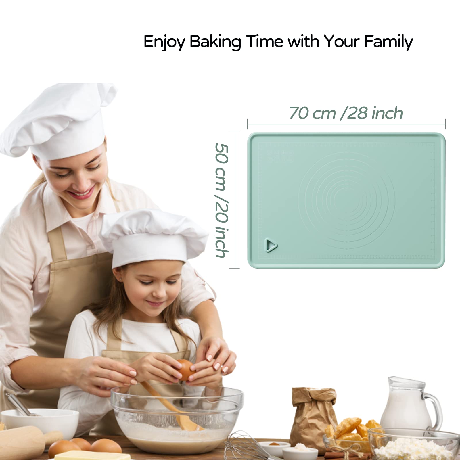 Silicone Baking Mat, 20''X28'' Extra Large Non-Stick Silicone Mat With High Edge, Food Grade Silicone Dough Rolling Mat For Maki