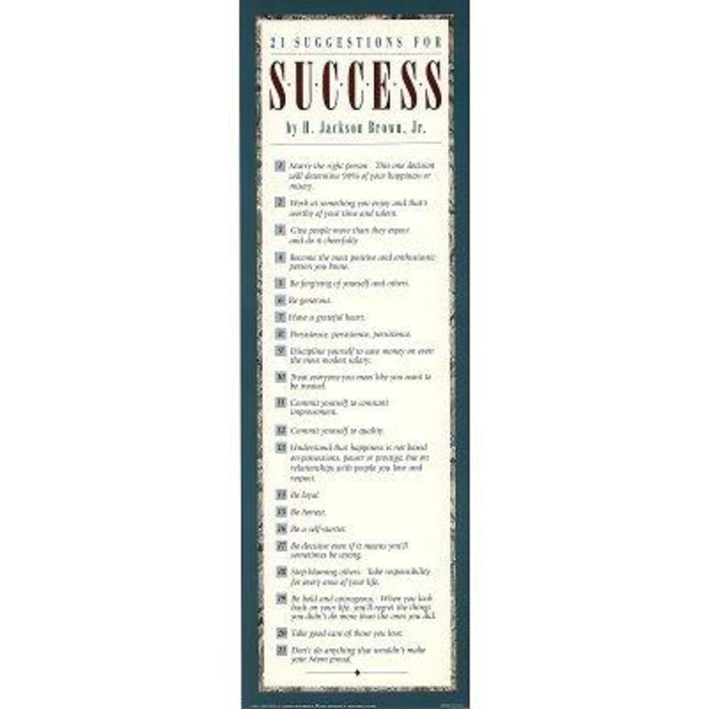 H. Jackson Brown Jr. - 21 Suggestions For Success Poster 11 X 35In