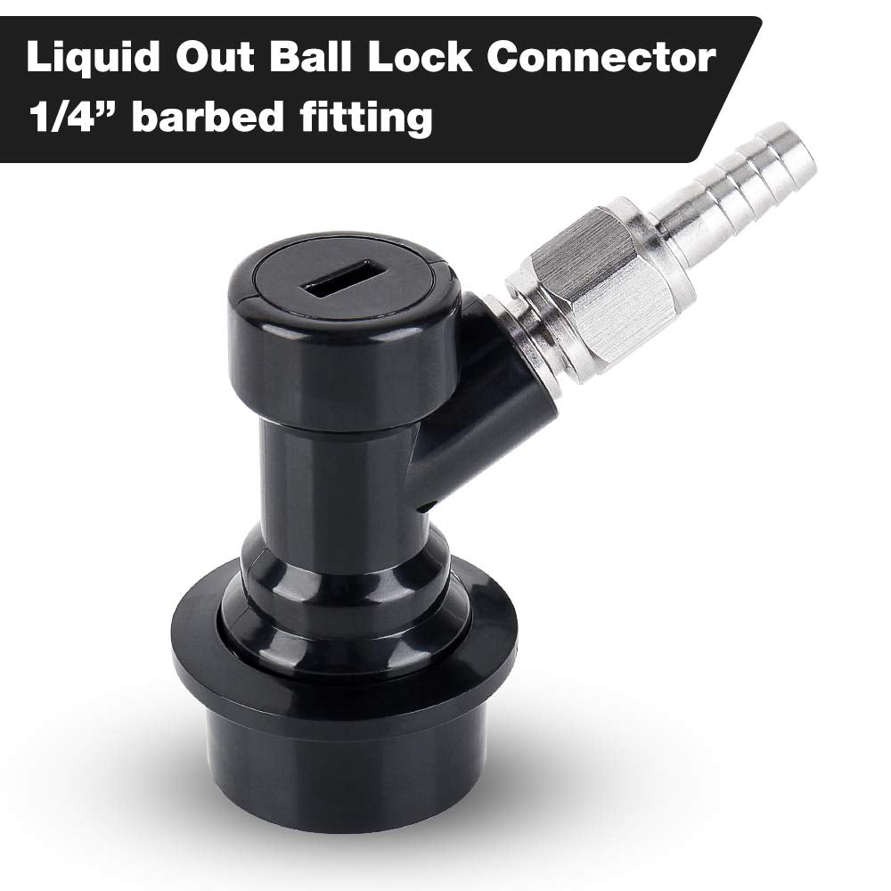 Ferroday Ball Lock Keg Disconnect Quick Ball Lock Mfl Disconnect Flared 5/16    Gas 1/4    Liquid Barbed Stainless Swivel Nuts F