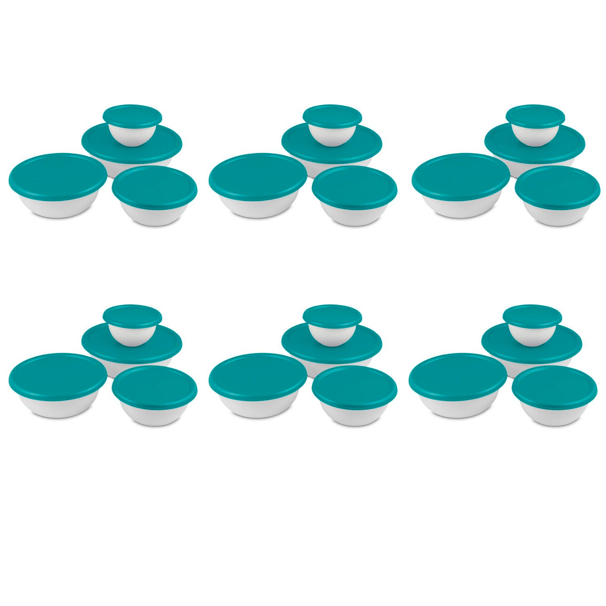 Sterilite 8-Piece Covered Bowl Set, 4 Plastic Bowls Ranging In Size W/ 4 Lids, Food Storage, Dishwasher And Microwave Safe, Whit