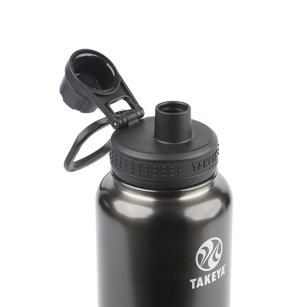 Takeya Actives 40 Oz Vacuum Insulated Stainless Steel Water Bottle With Spout Lid, Premium Quality, Slate