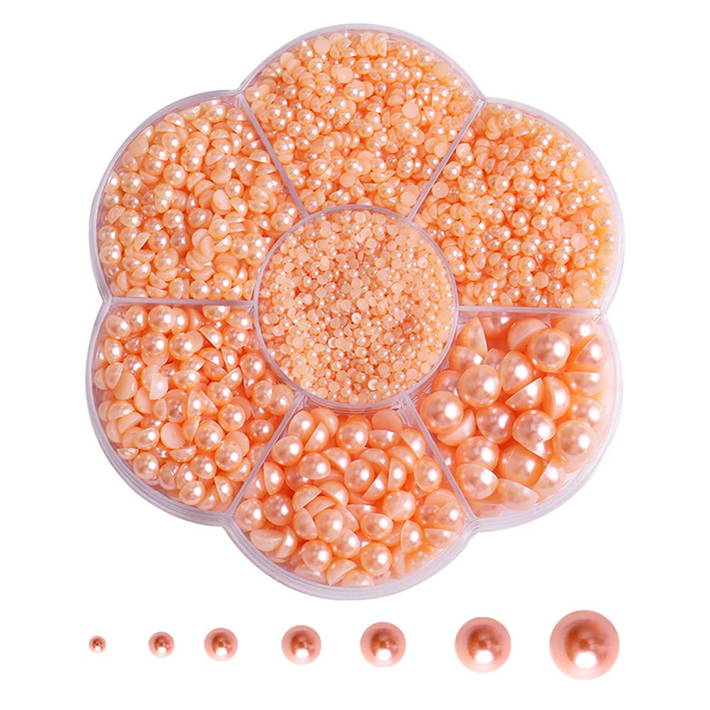 5800Pcs Half Pearls For Crafts, Flatback Pearls For Artwork Making , Diy Rhinestones Accessory Nail Art , Jewels Flat Back Craft