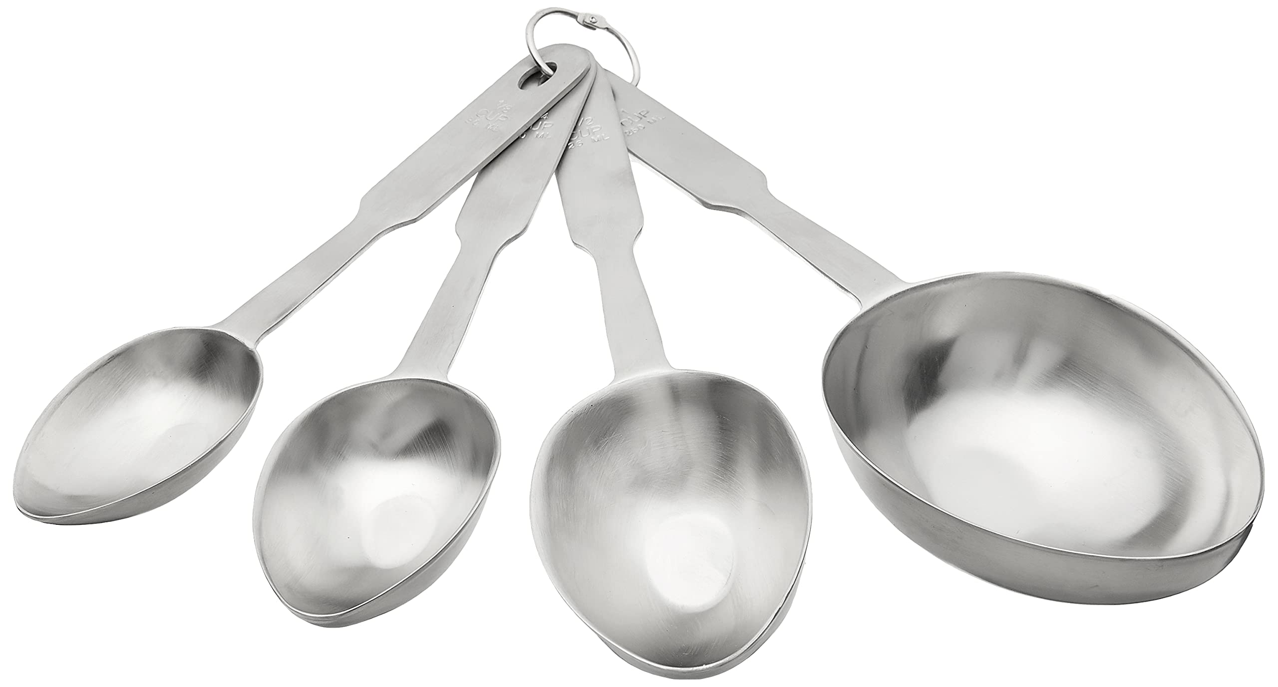 Norpro Stainless Steel 4 Pc Measuring Cup Scoop Shaped Set Metric Equivalents, Silver, 10.5 X 3.5 X 2 Inches