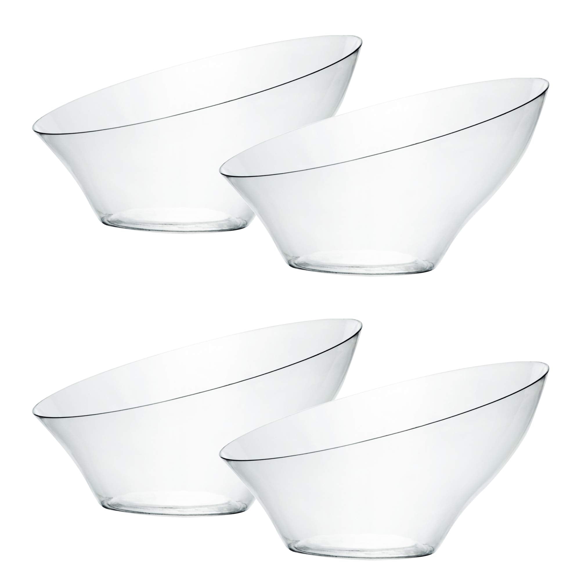 Plasticpro Disposable Angled Plastic Bowls Round Small Serving Bowl, Elegant For Party'S, Snack, Or Salad Bowl, Clear Pack Of 8