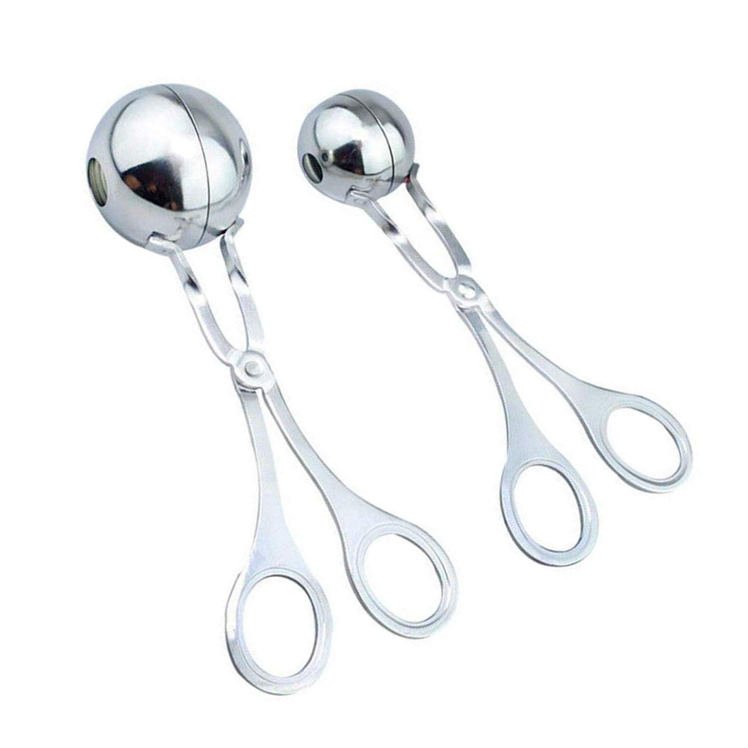 Leefone 2 Pcs Stainless Steel Meat Baller Tongs, Meatball Scoop Maker For Meatball, Cake, Ice Cream, Melon Fruits, Kitchen Tool,
