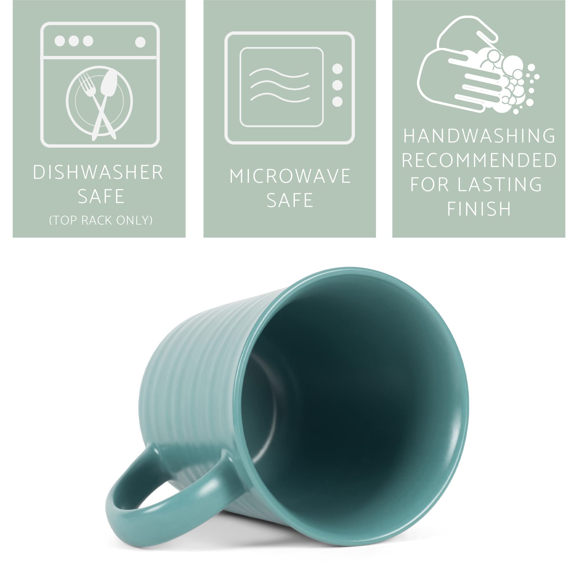 Elanze Designs Turquoise Matte Glaze Finish 17 Ounce Stoneware Coffee Cup Mugs Set Of 4