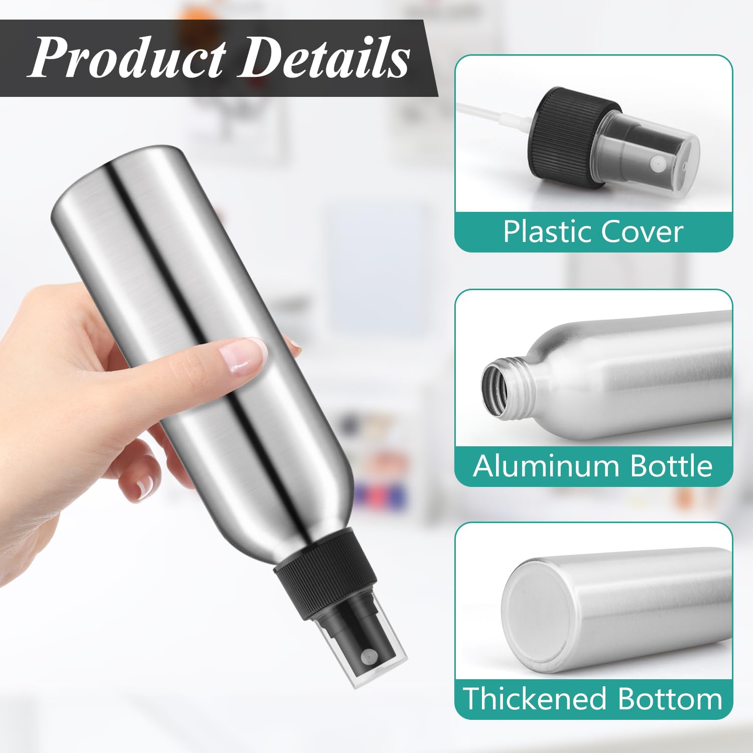 8 Pcs 150Ml/5Oz Aluminum Fine Mist Spray Bottles Reusable Fine Mist Sprayer Bottle Metal Atomizer Cosmetic Storage For Travel To