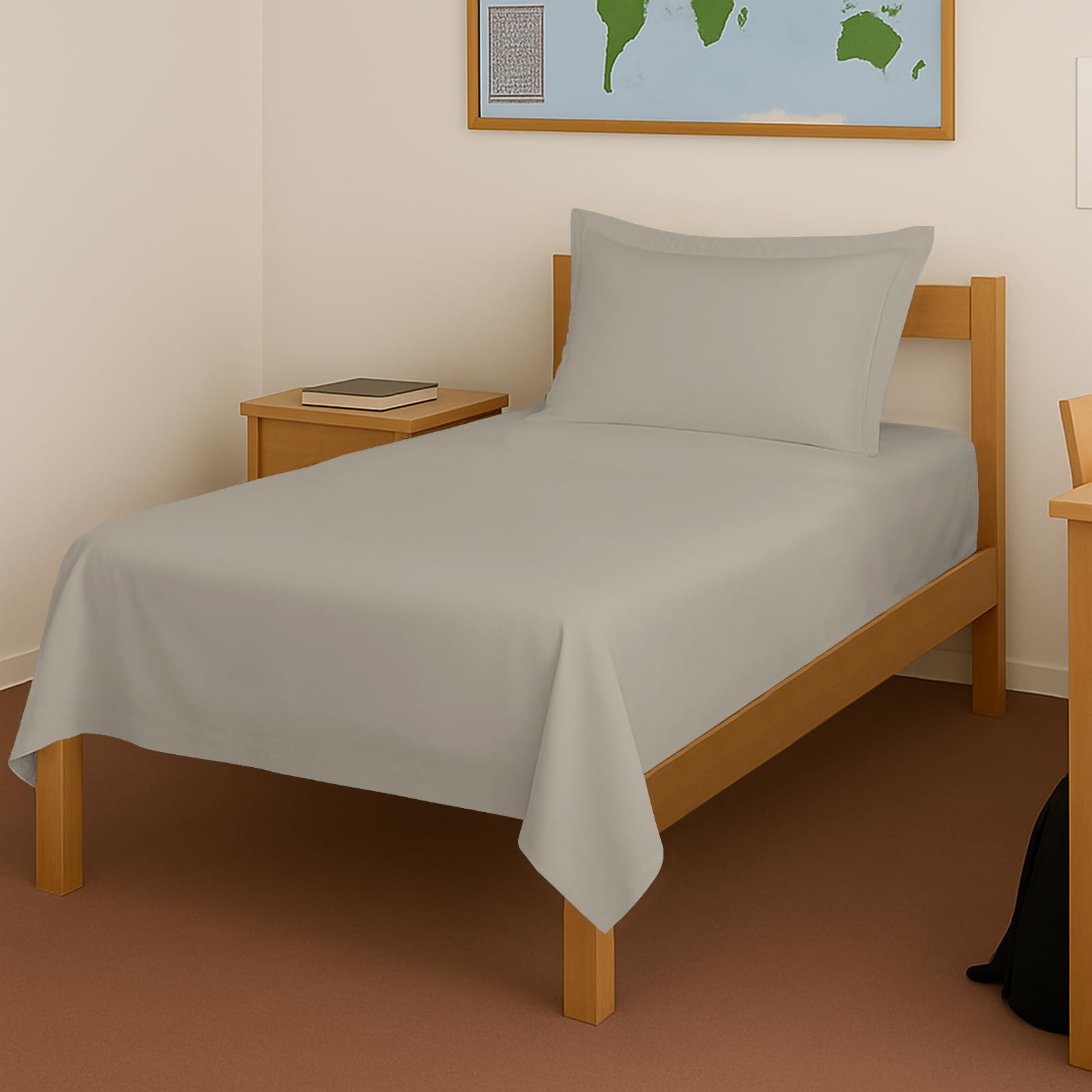 Pizuna 100% Cotton Cotton Bedsheet Single Simply Taupe, 400 Thread Count Long Staple Combed Cotton Flat Bedsheets 60 X100 Inches