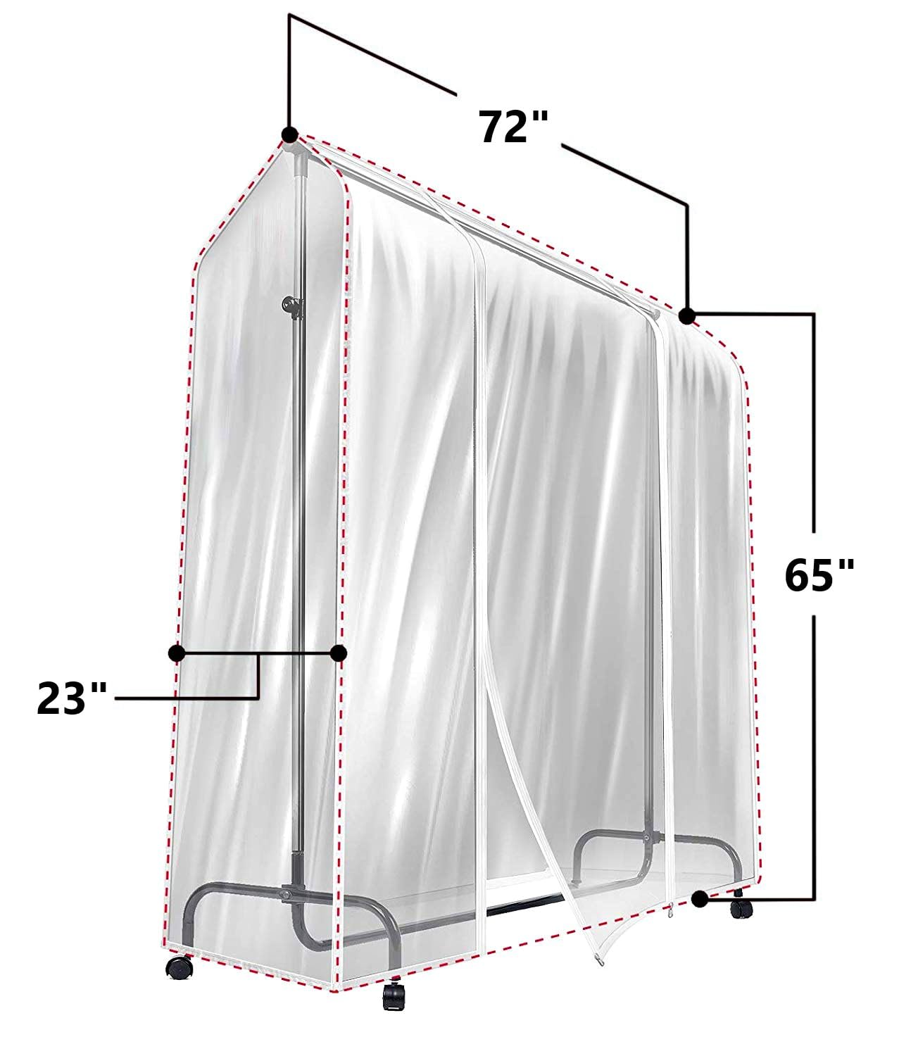 Sorbus Cover For Garment Rack - 6 Ft Transparent Clothes Rack Cover, Garment Coat Hanger Protector Dustproof Waterproof Clothing