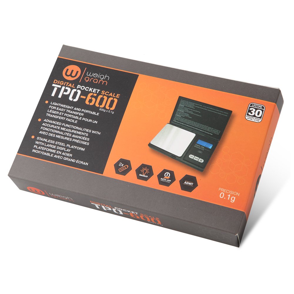 Weigh Gram Digital Pocket Scale 600g x 0.1g, Stainless Steel, Black, Model 4335500561, Ideal for Jewelry and Food Measurement