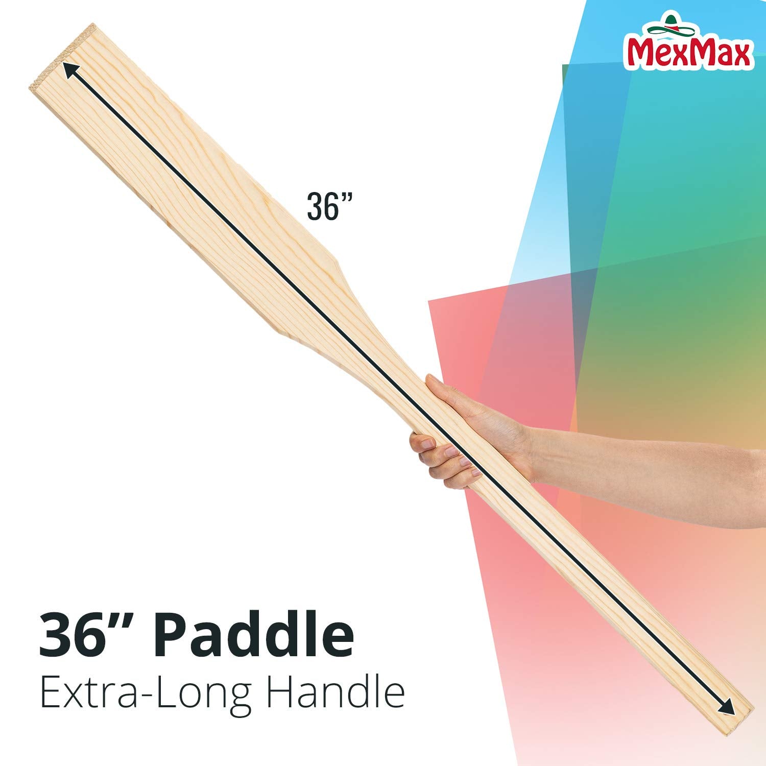 Champs Artisanal Handmade 36'' Long Wooden Spatula- Heavy Duty Extra Long Handled Utensils - Cajun Cooking Stock Pot Spoon For S