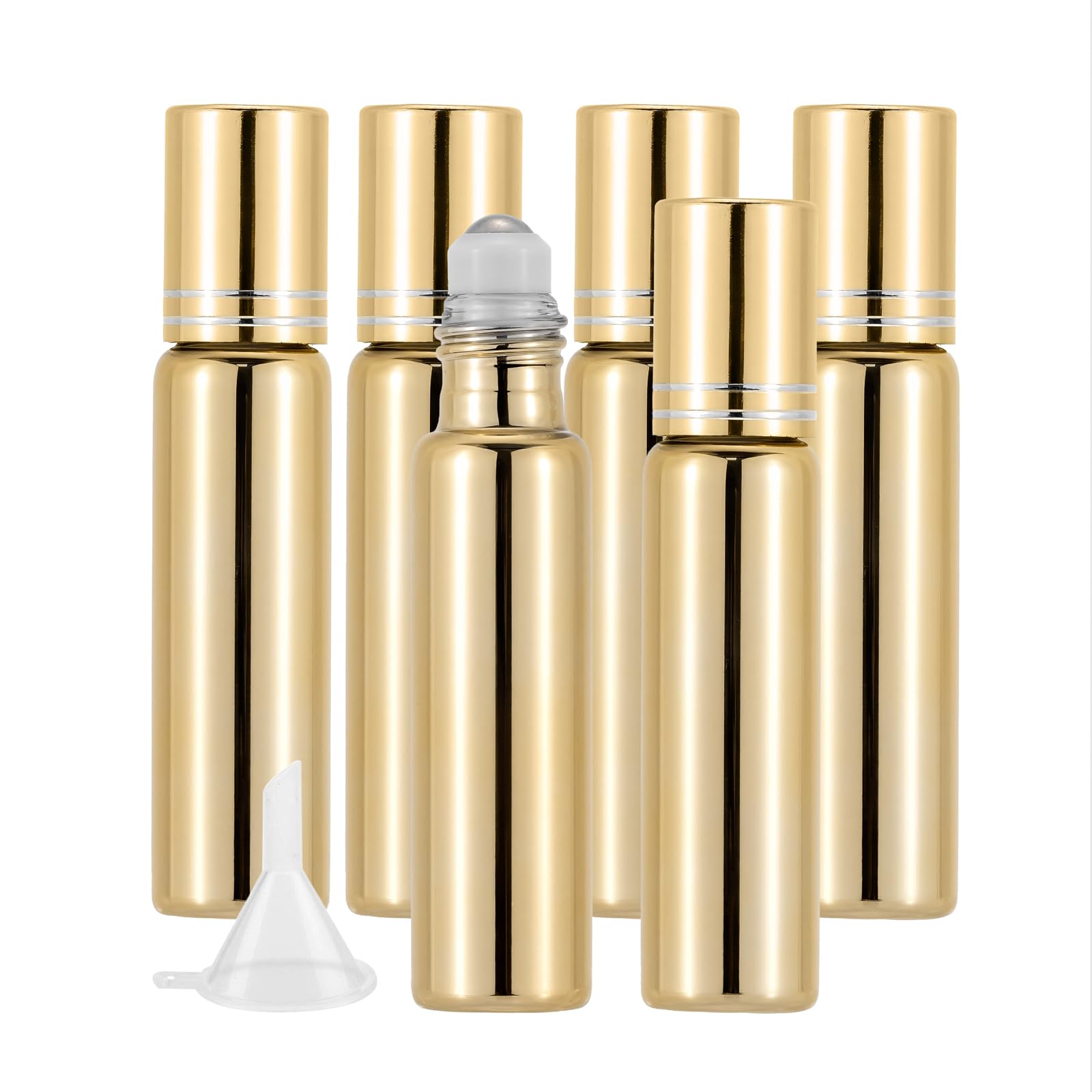 Kesell 10ml Glass Roller Bottles, 6Pack Gold