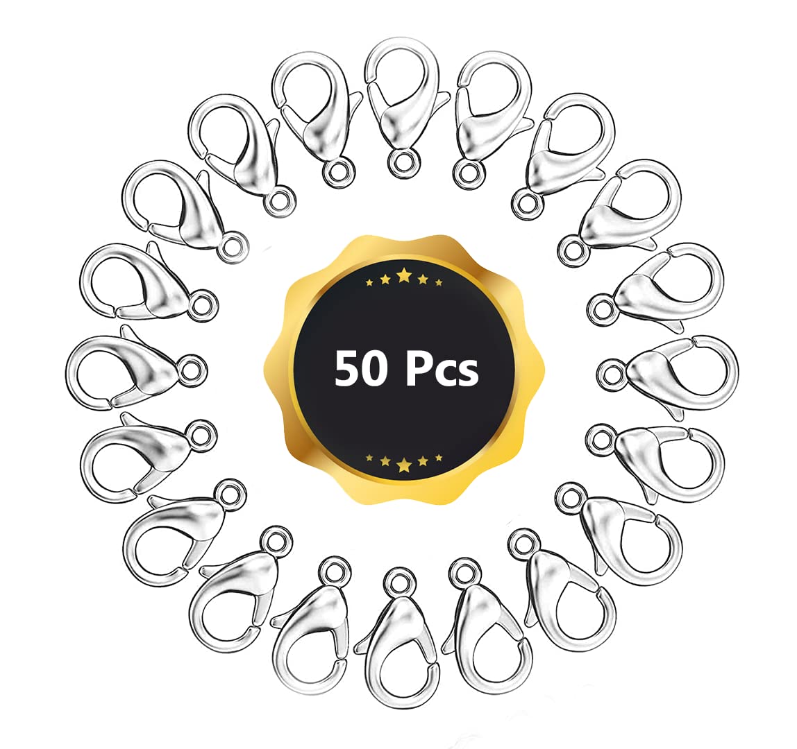 Jl Lobster Clasps 50 Pcs, Fish Hooks, Jewellery Making Lobster Clasps Claw, Hooks For Jewellery Making, Jewelry Tools (Silver)