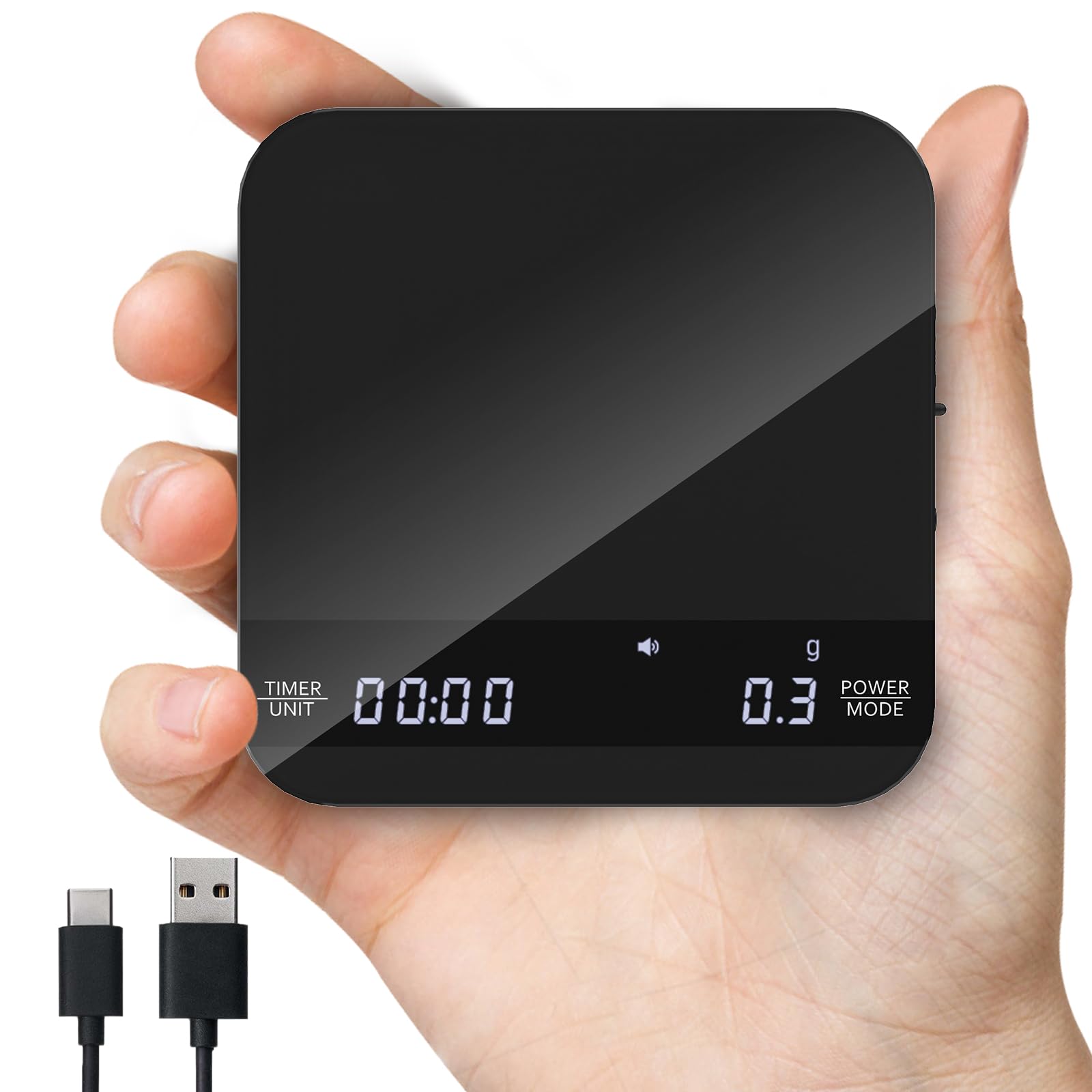 Coffee Scale With Timer, Rechargeable Espresso Scale, 2Kg/0.1G Accurate Scale For Espresso And Pour-Over Coffee, Portable Digita