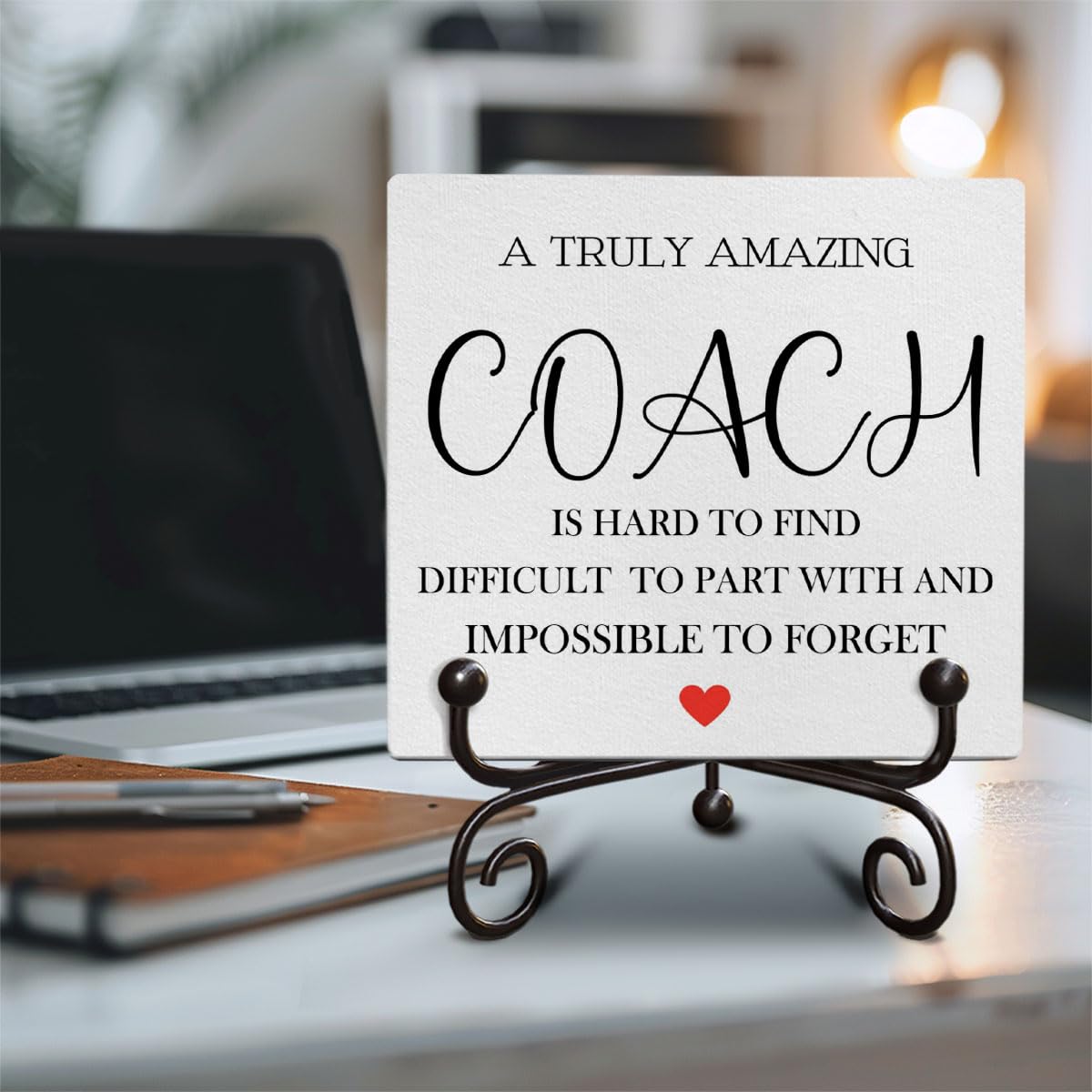 LeFohLon Coach Gifts - Wooden Sign Decor with Stand for Mentor Trainer Office Desk, Rustic Home Decor Plaque - Appreciation Keep