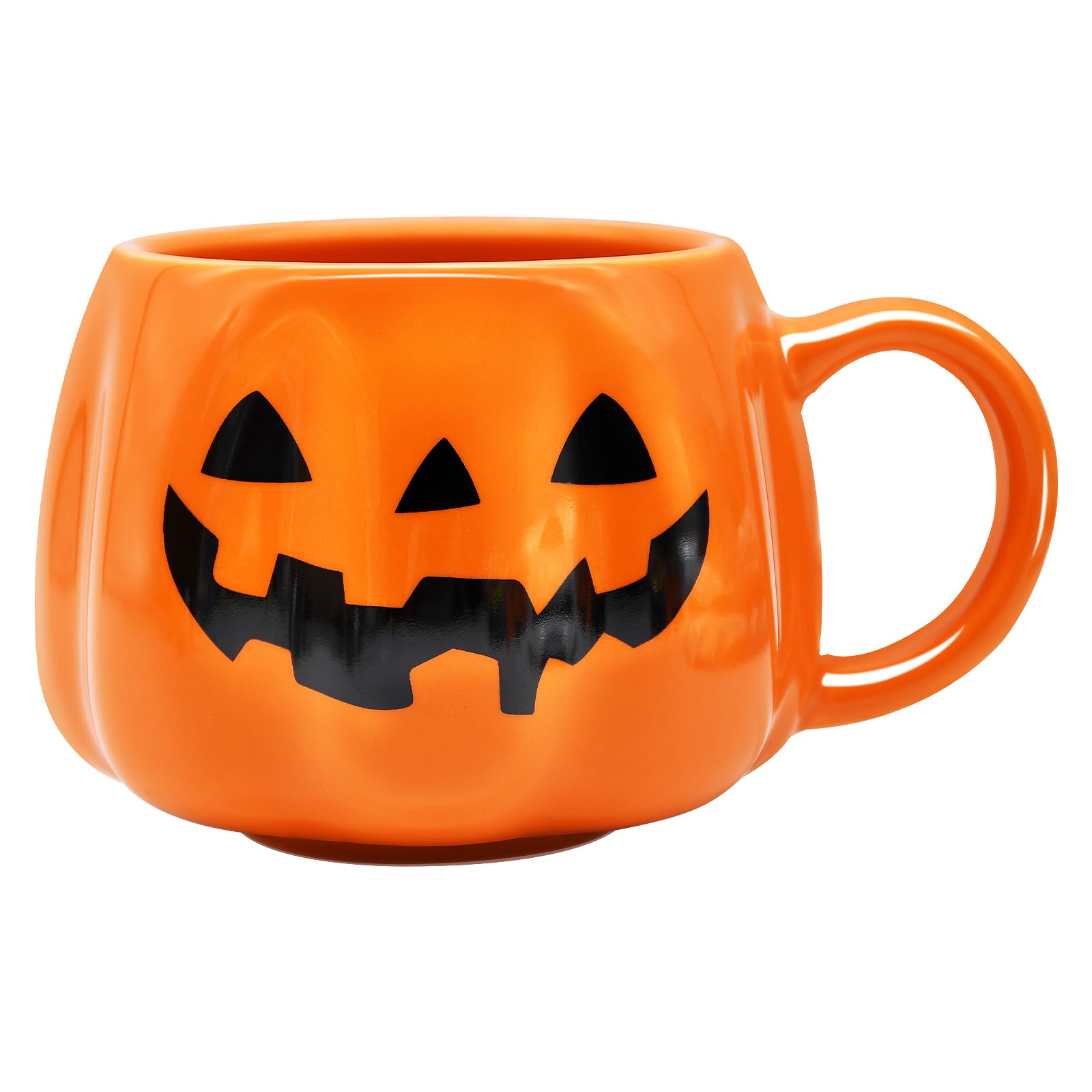 Halloween Pumpkin Mug, 13.5 OZ Orange Jack O Lantern Coffee Cup with Handle